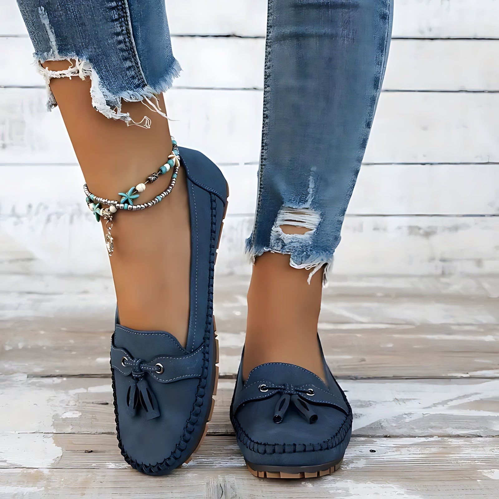 Josie – Suede Tassel Moc Toe Loafers