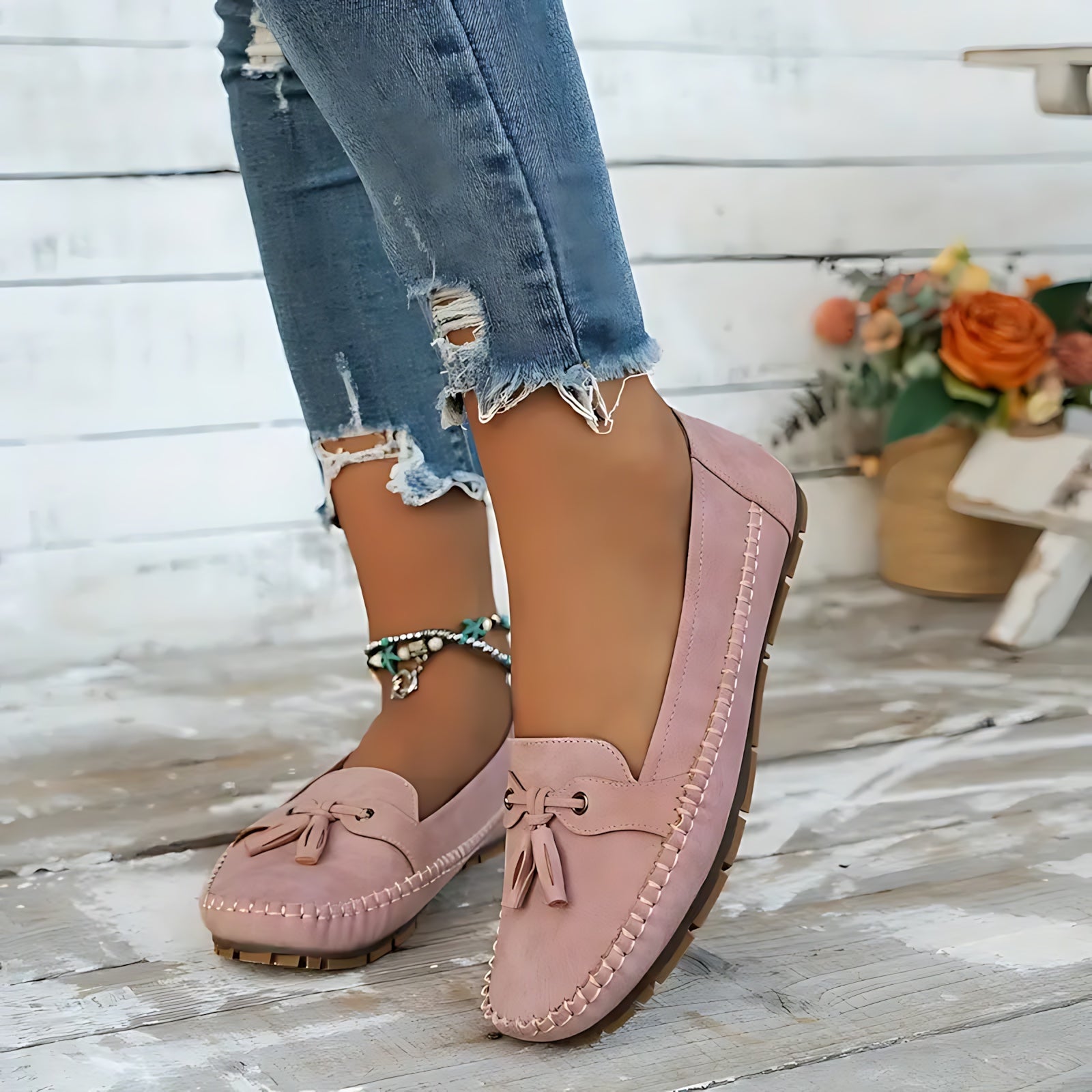 Josie – Suede Tassel Moc Toe Loafers