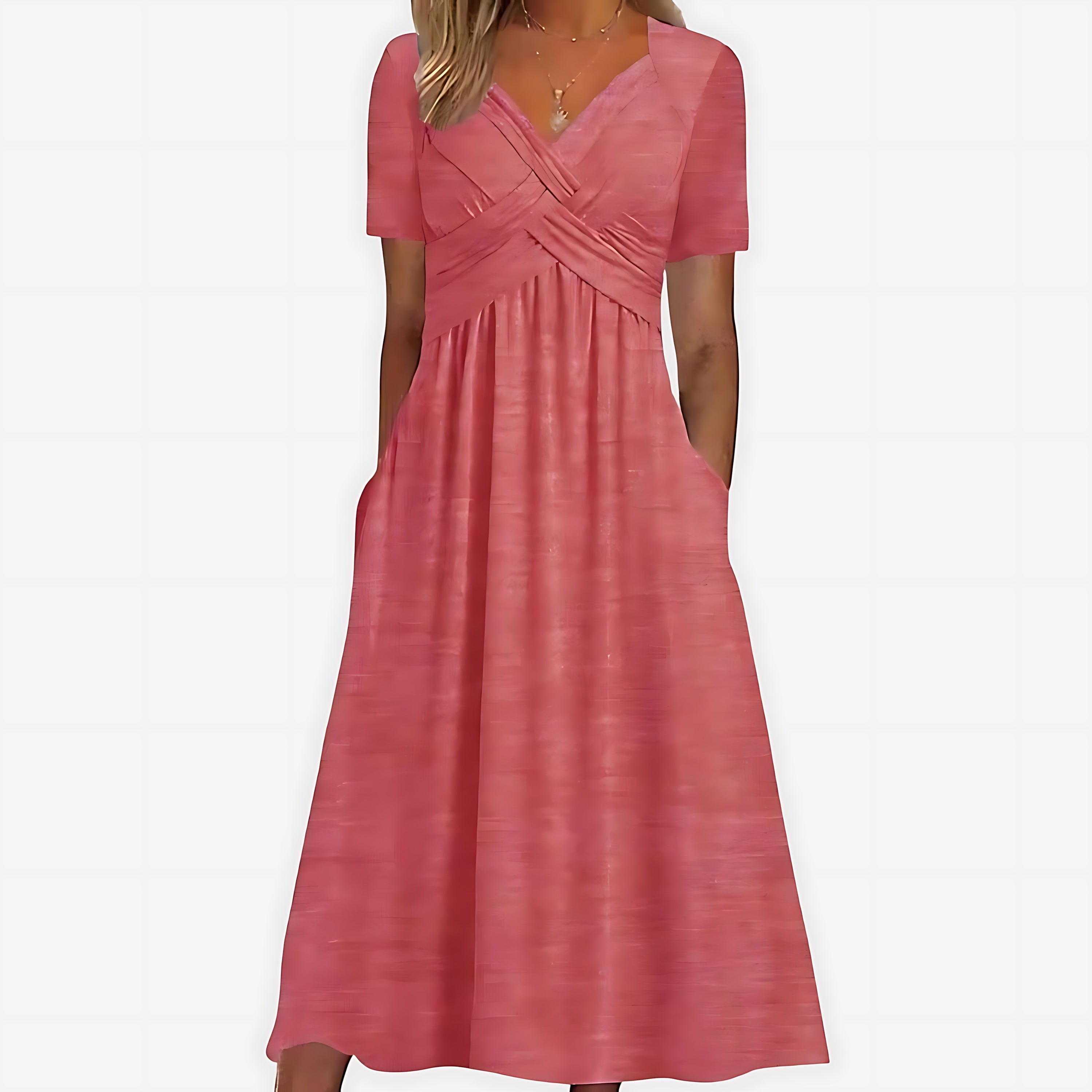 Josie – Surplice V Neck Pleated Midi Dress
