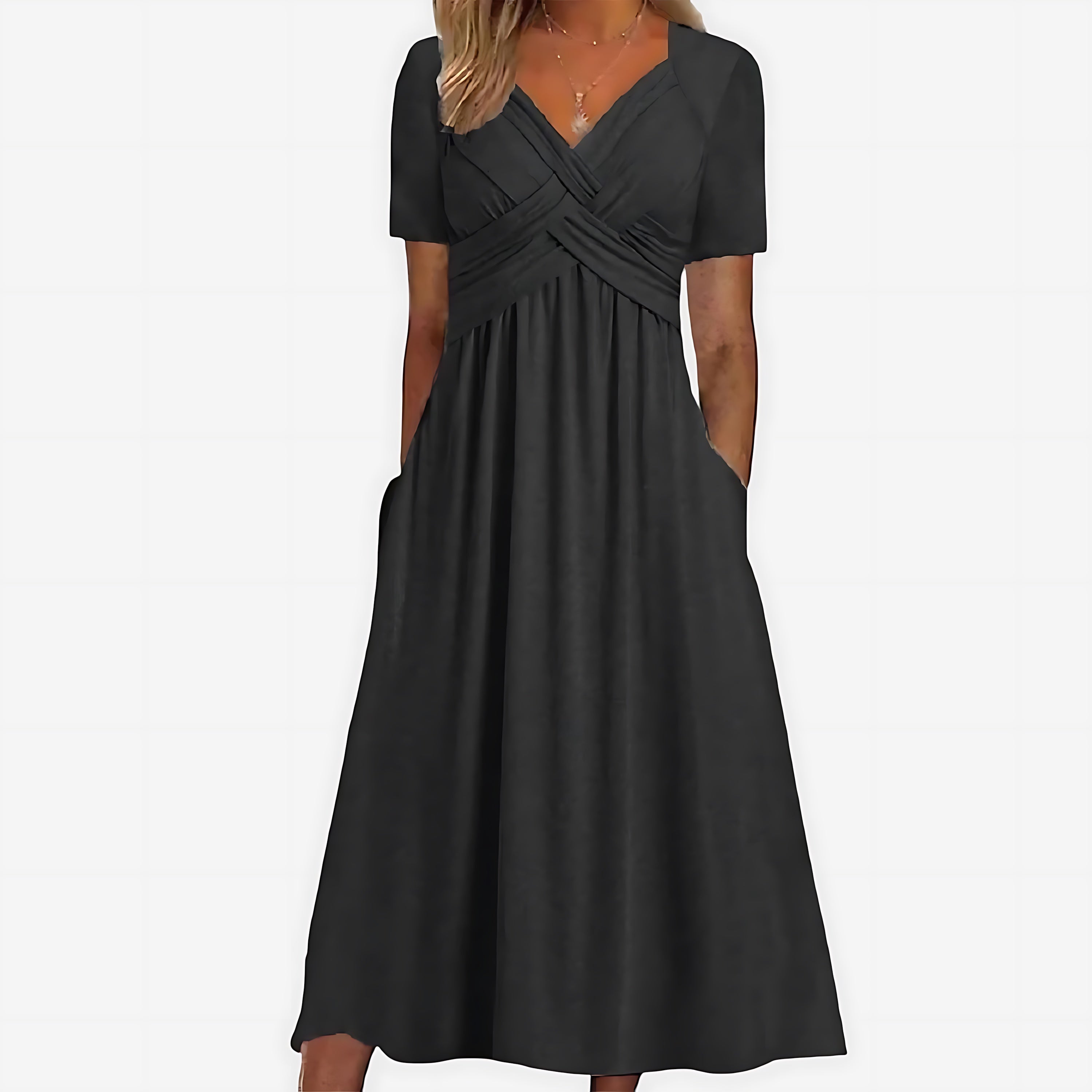 Josie – Surplice V Neck Pleated Midi Dress