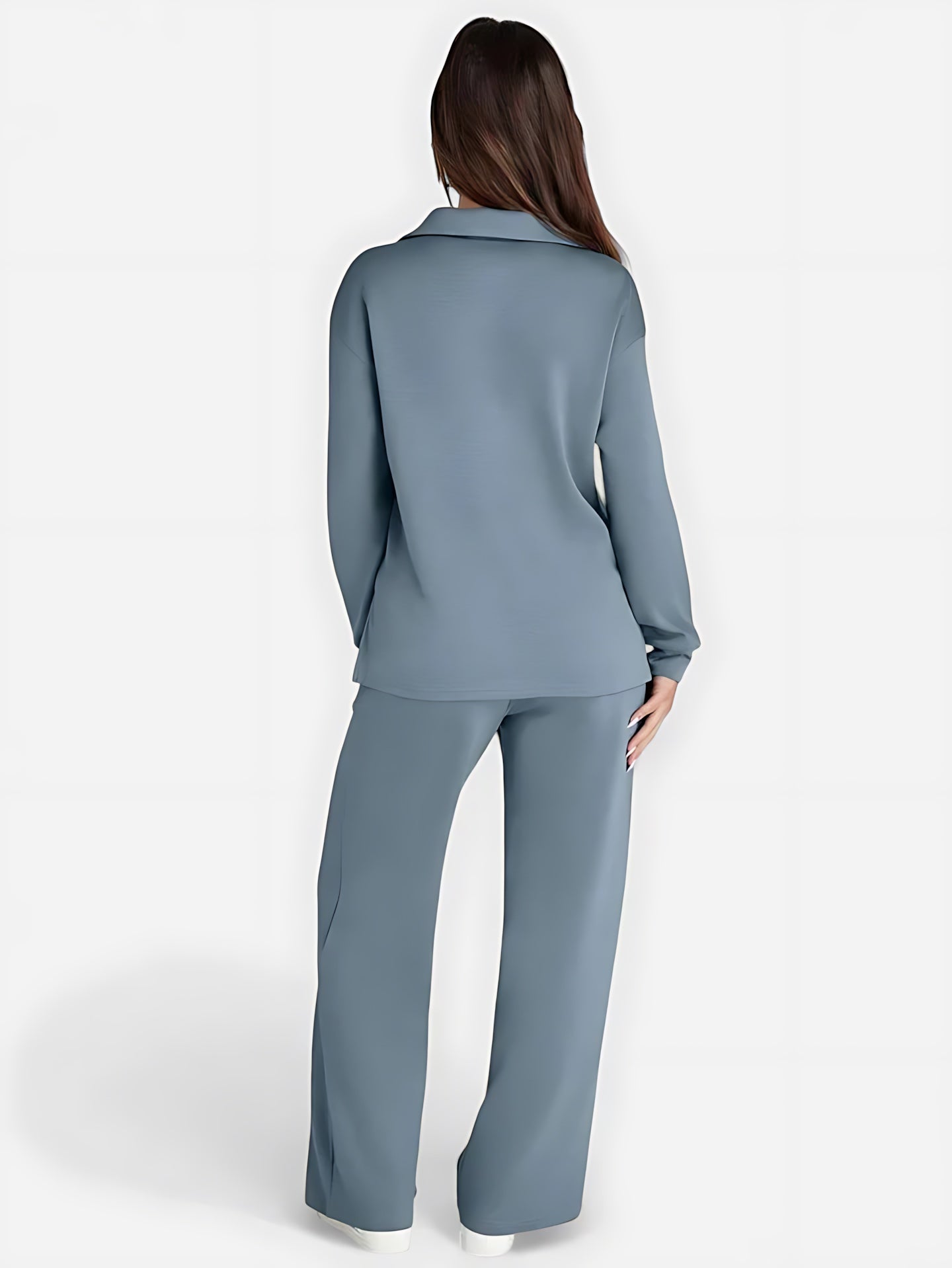 Josie – V Neck Long Sleeve Top and Straight Leg Pants Lounge Set