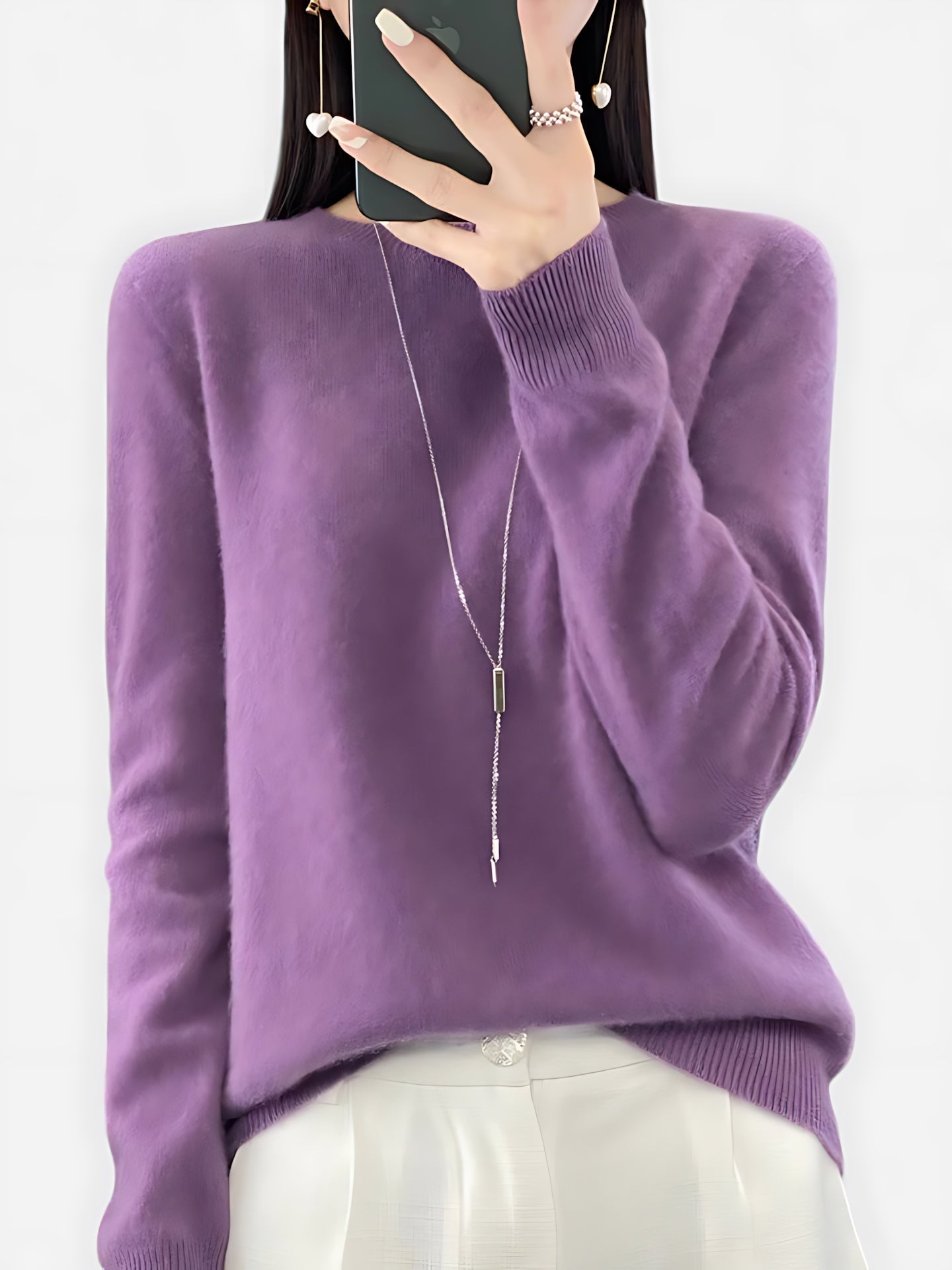 Journee – Mock Neck Drop Shoulder Knit Sweater