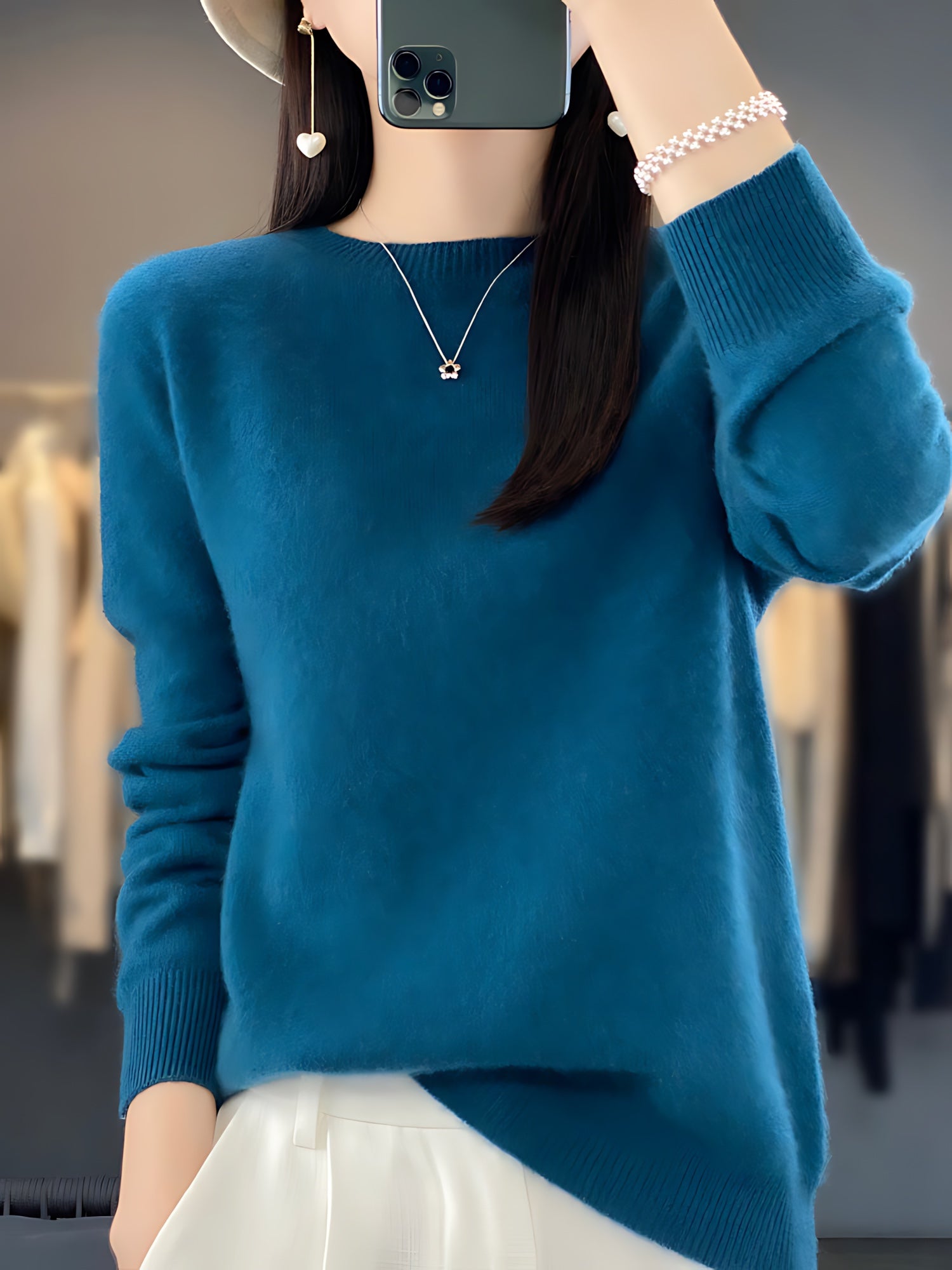 Journee – Mock Neck Drop Shoulder Knit Sweater