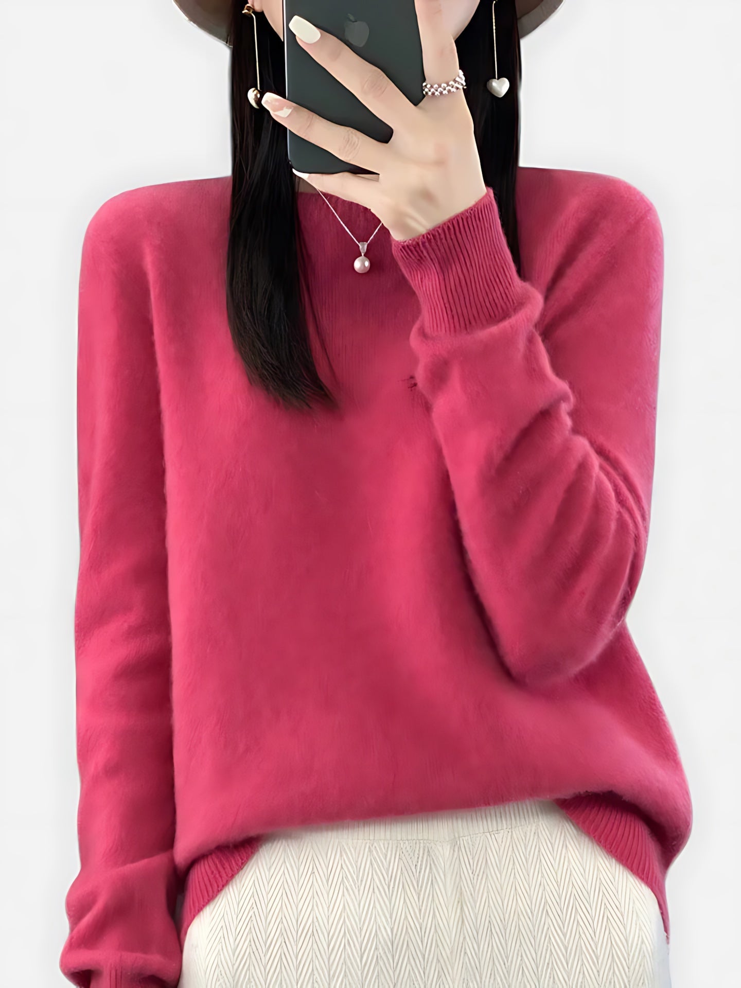 Journee – Mock Neck Drop Shoulder Knit Sweater