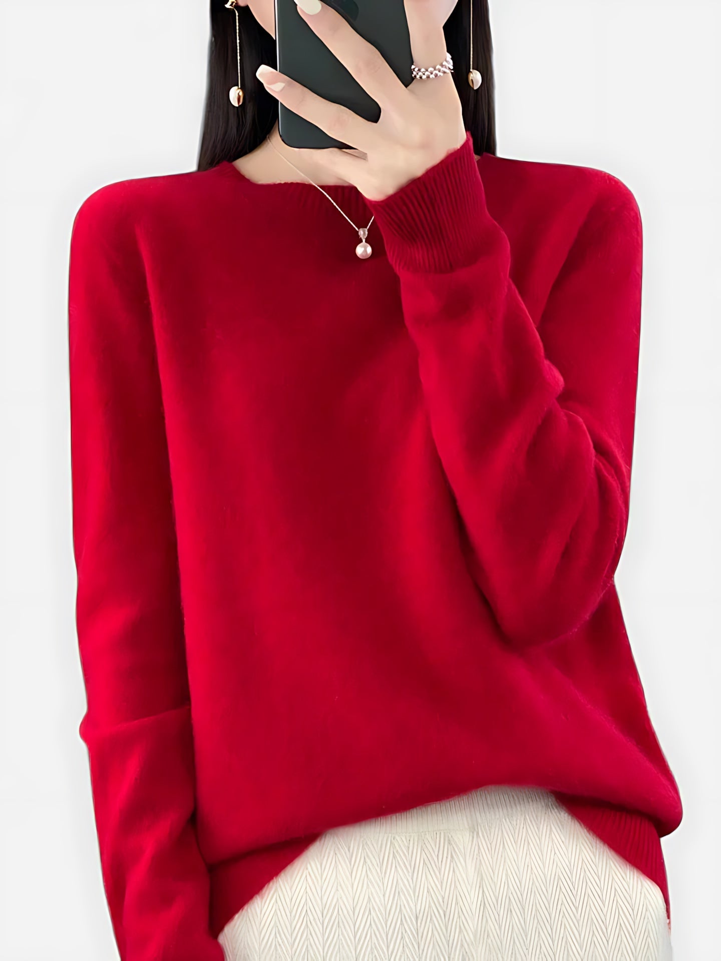 Journee – Mock Neck Drop Shoulder Knit Sweater