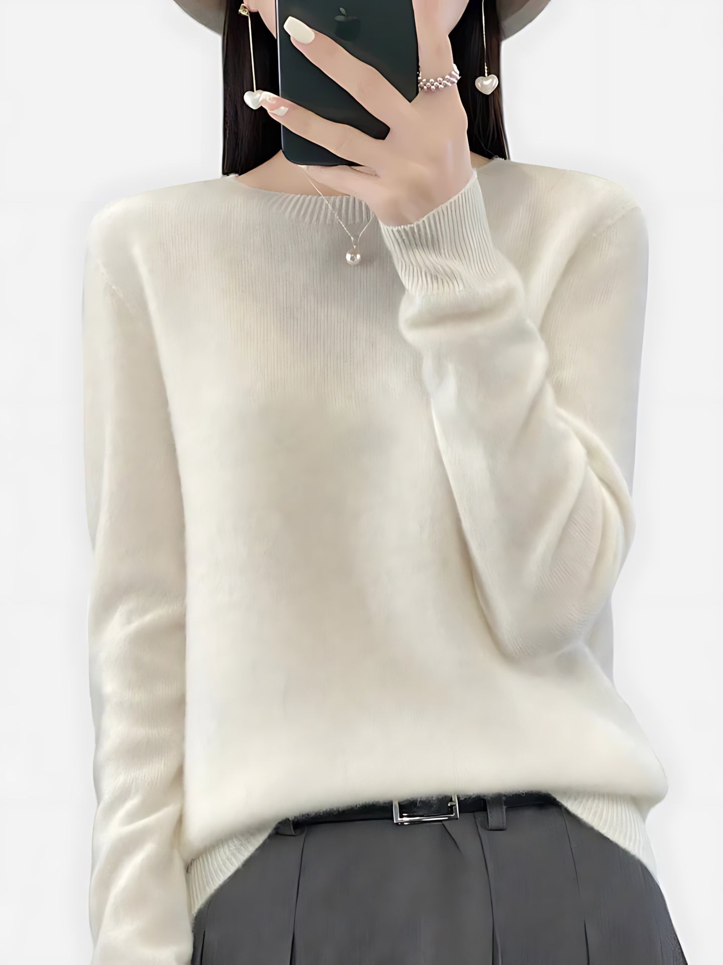 Journee – Mock Neck Drop Shoulder Knit Sweater