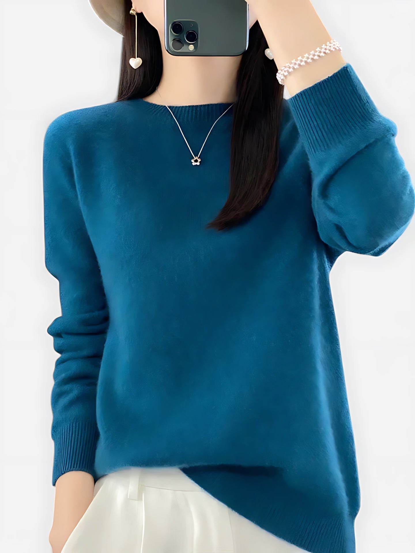 Journee – Mock Neck Drop Shoulder Knit Sweater