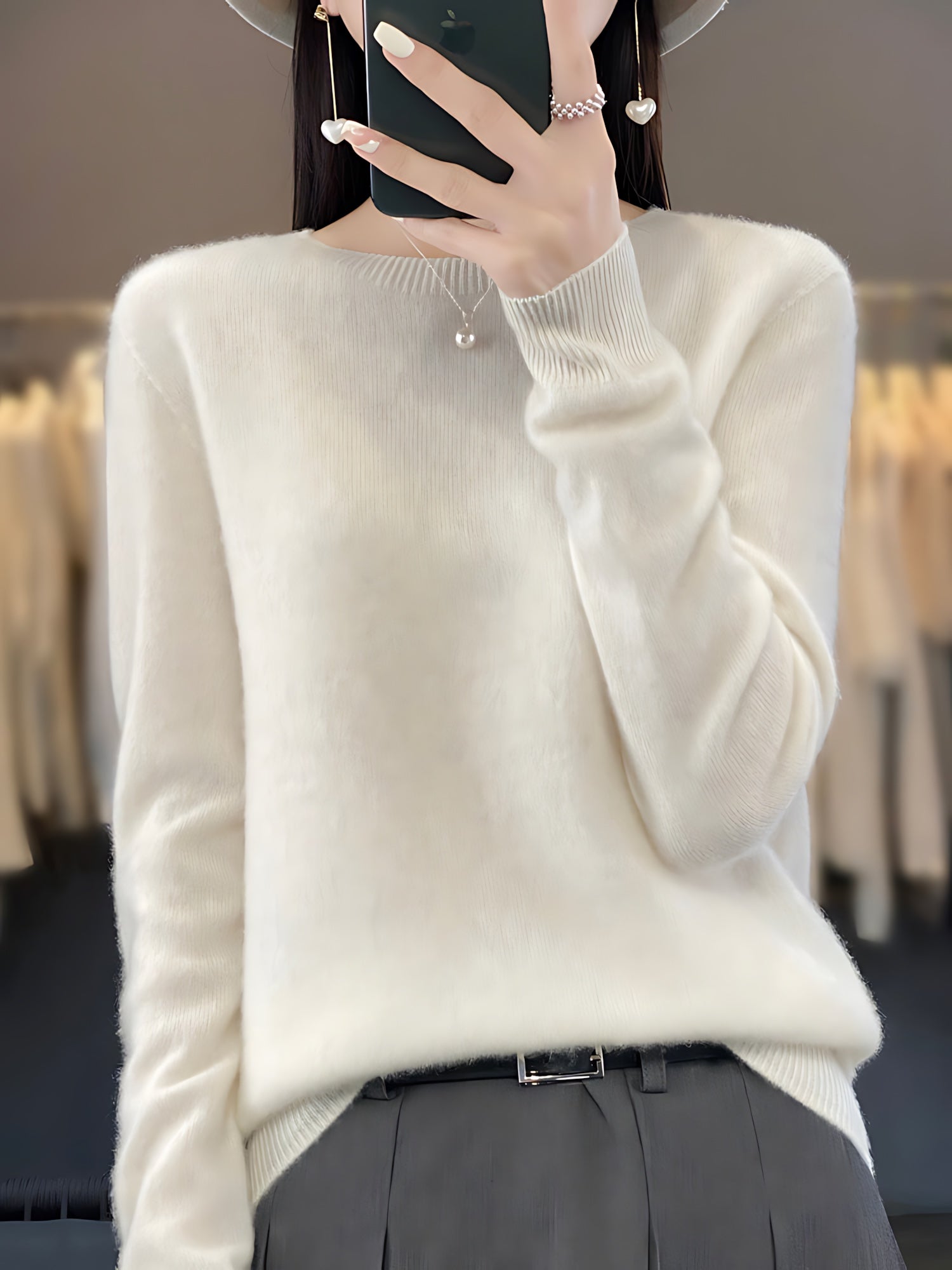 Journee – Mock Neck Drop Shoulder Knit Sweater