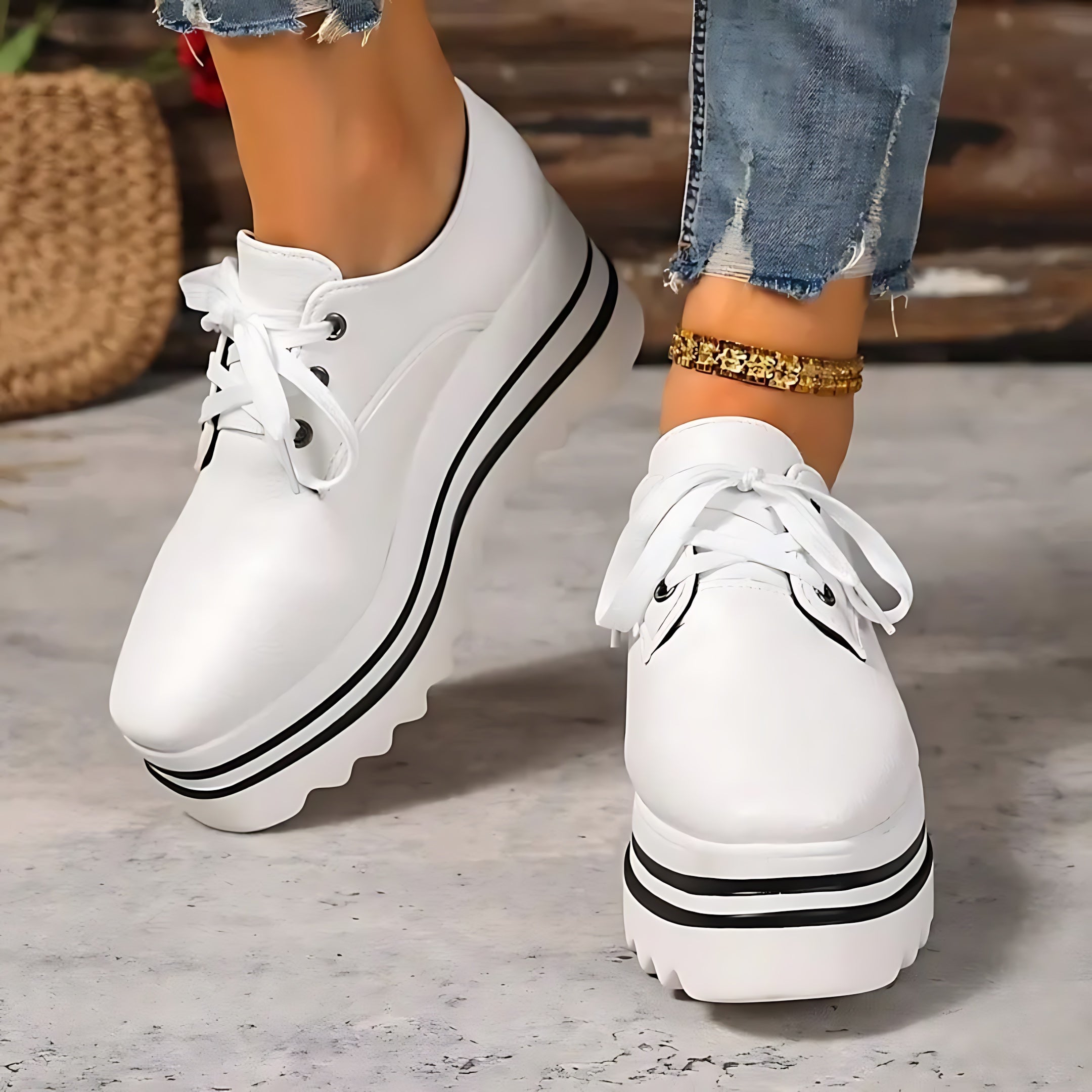 Journee – Square Toe Lace Up Platform Oxfords