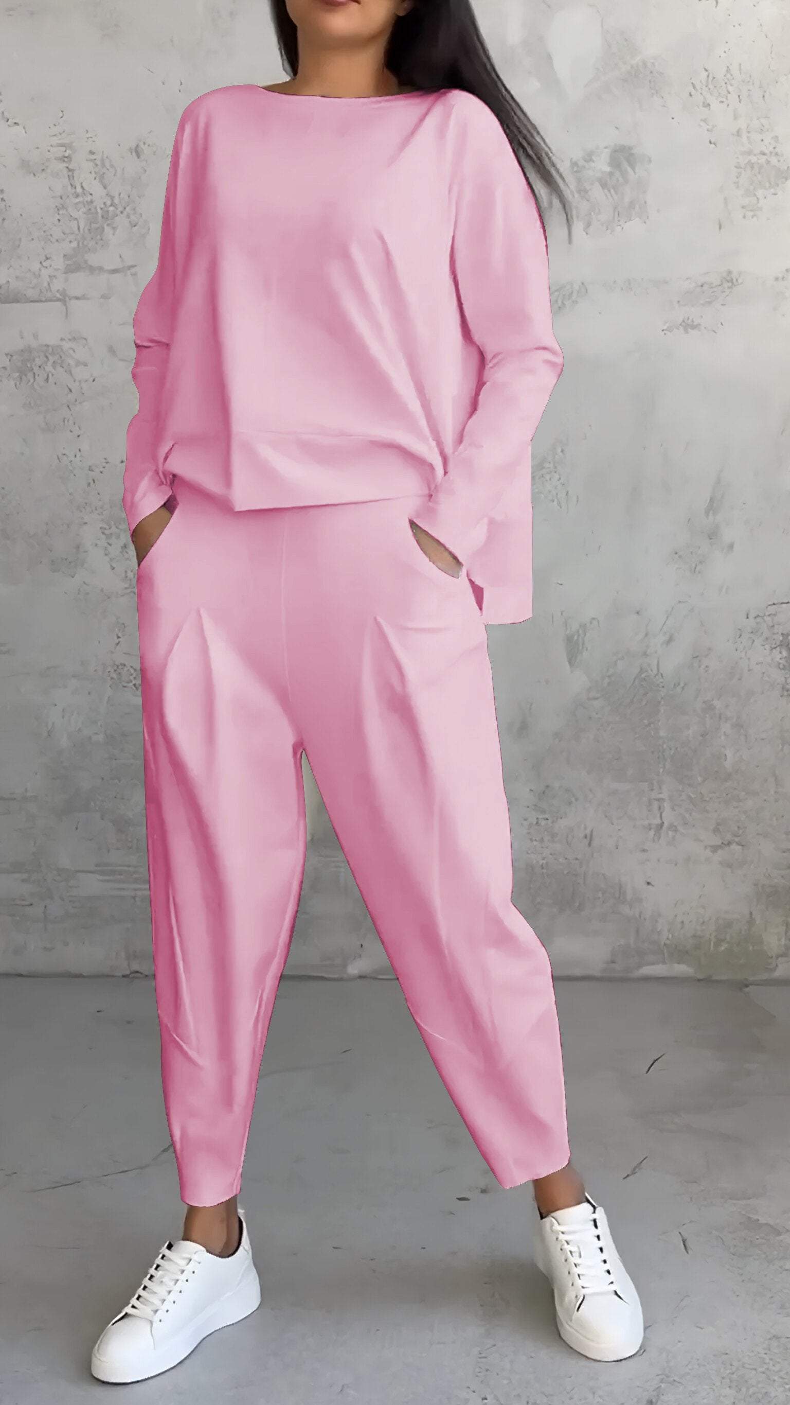 Isla – Knit Long Sleeve Top and Wide Leg Pants Lounge Set