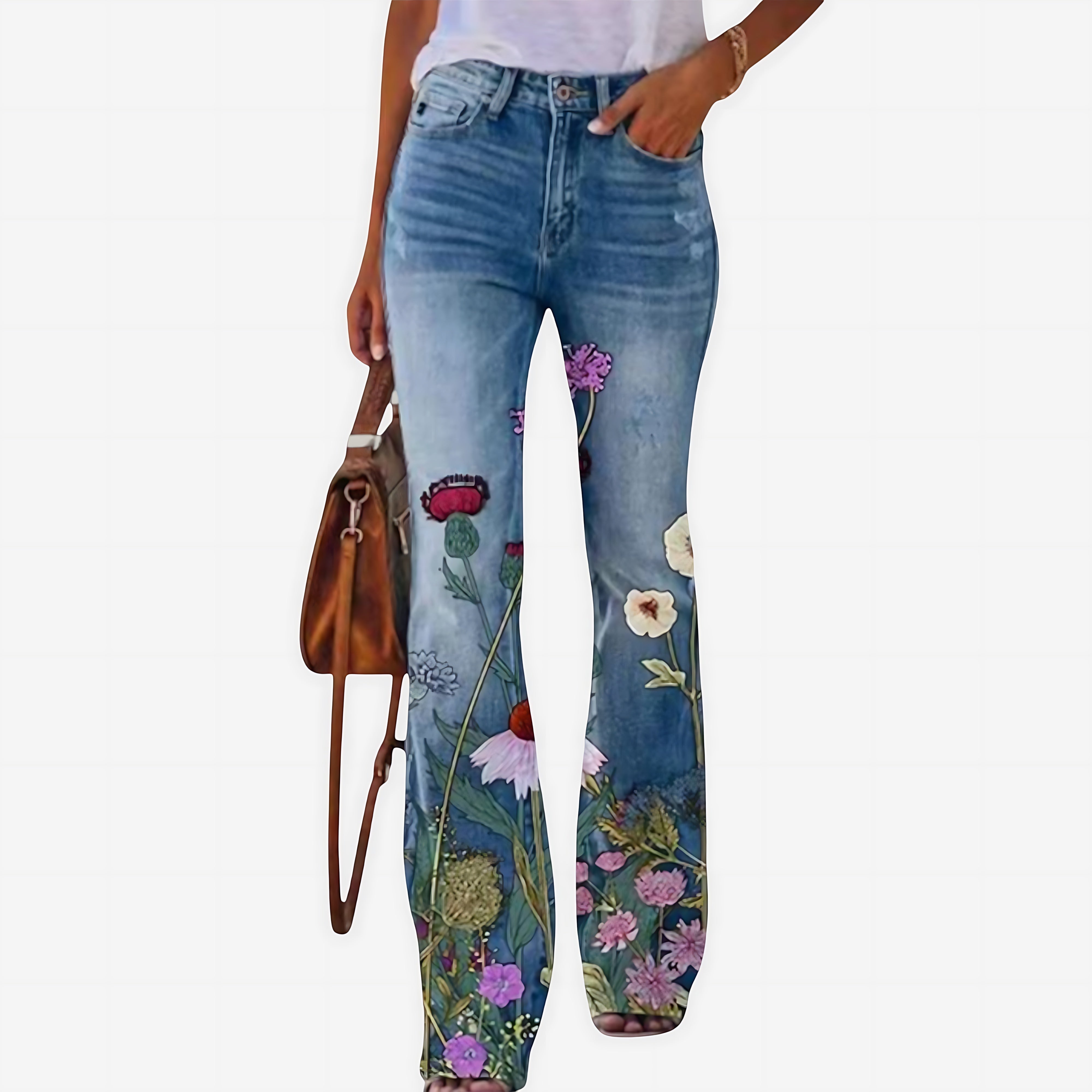 Juliette – Floral Print Flare Jeans
