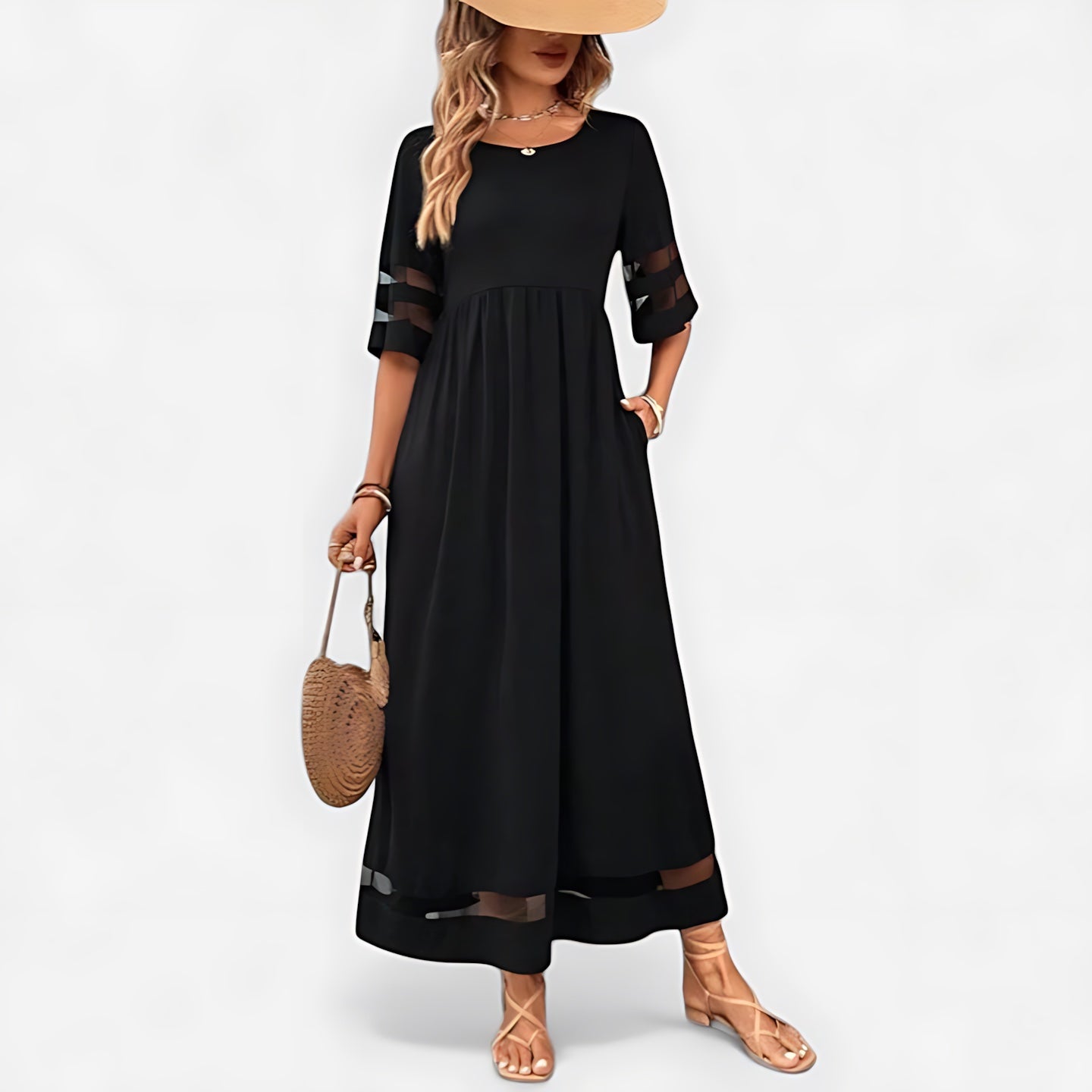 Juliette – Lace Panel A Line Maxi Dress