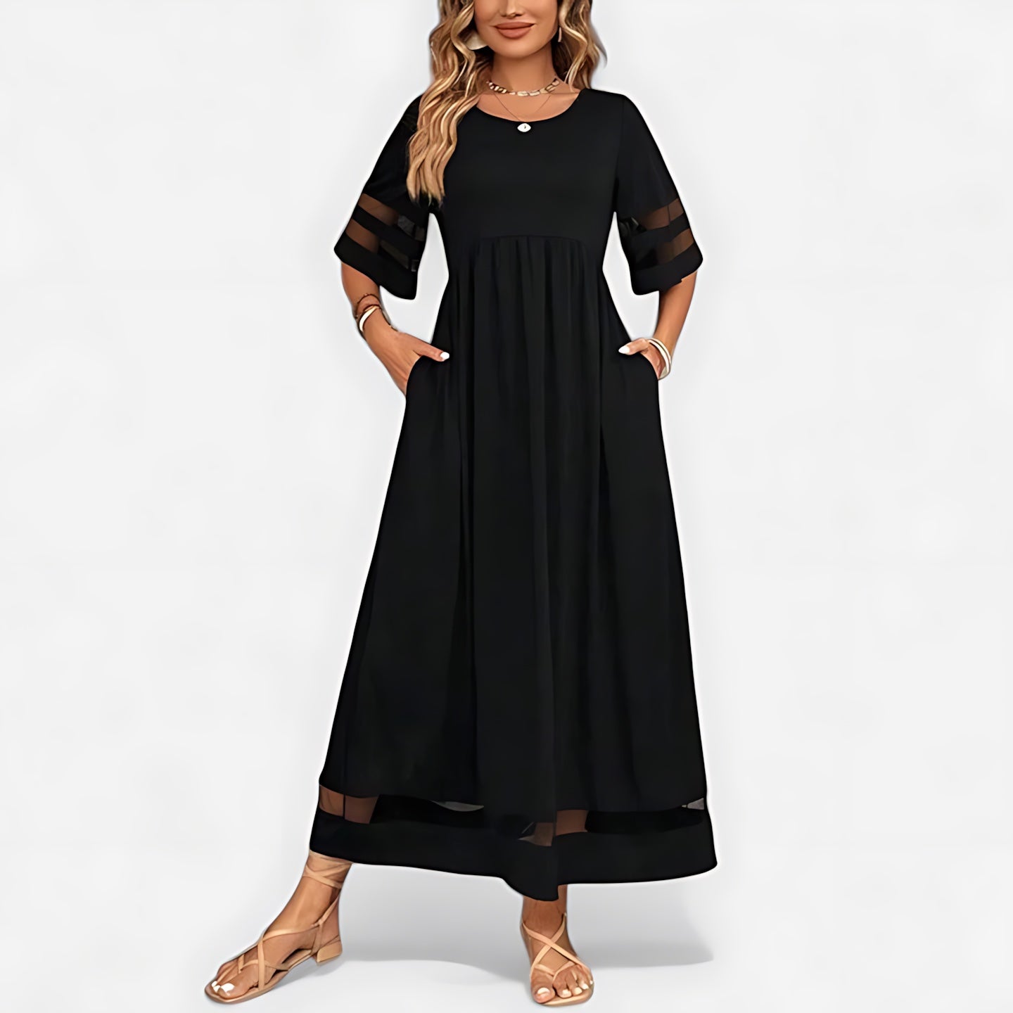 Juliette – Lace Panel A Line Maxi Dress