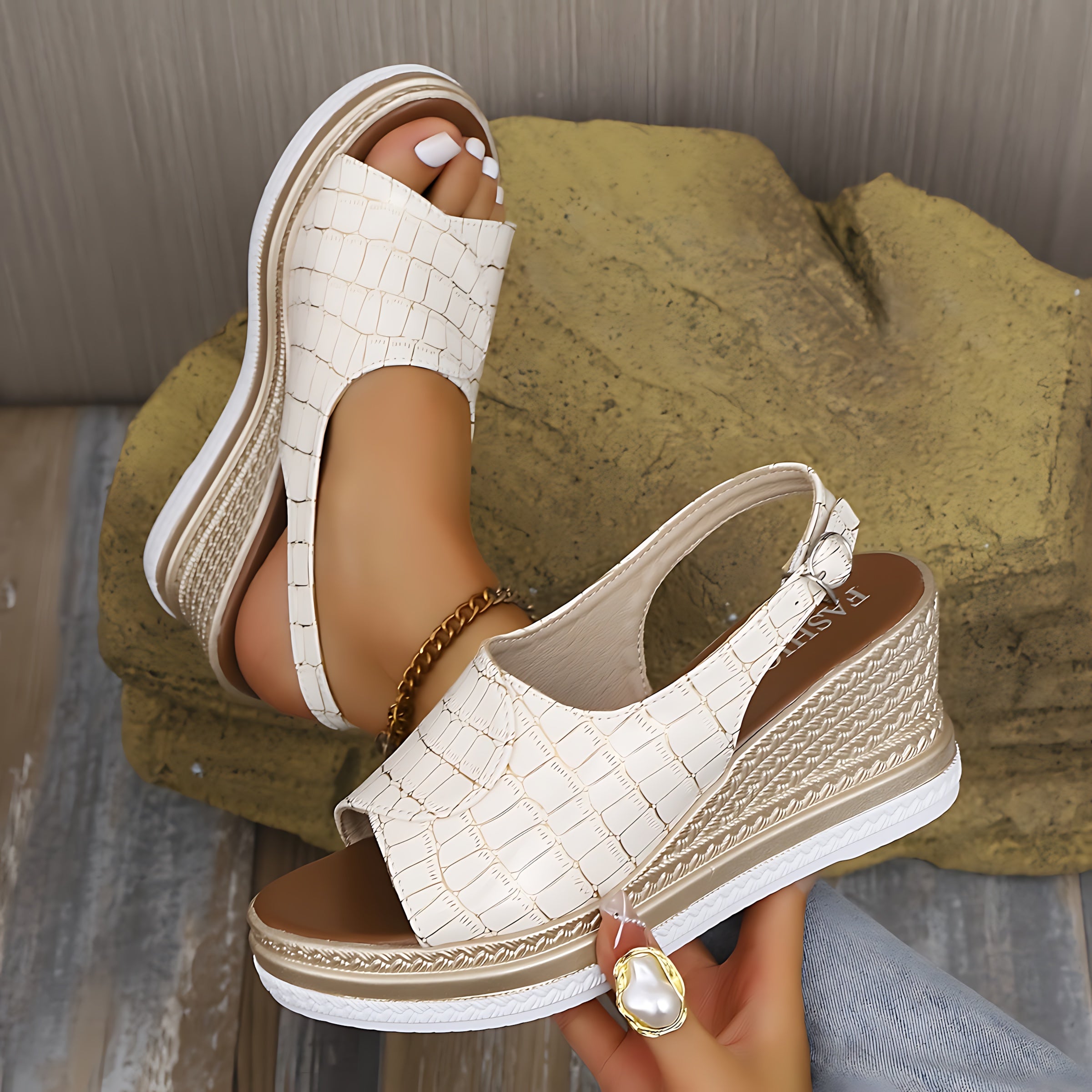 June – Braided Slingback Wedge Sandals