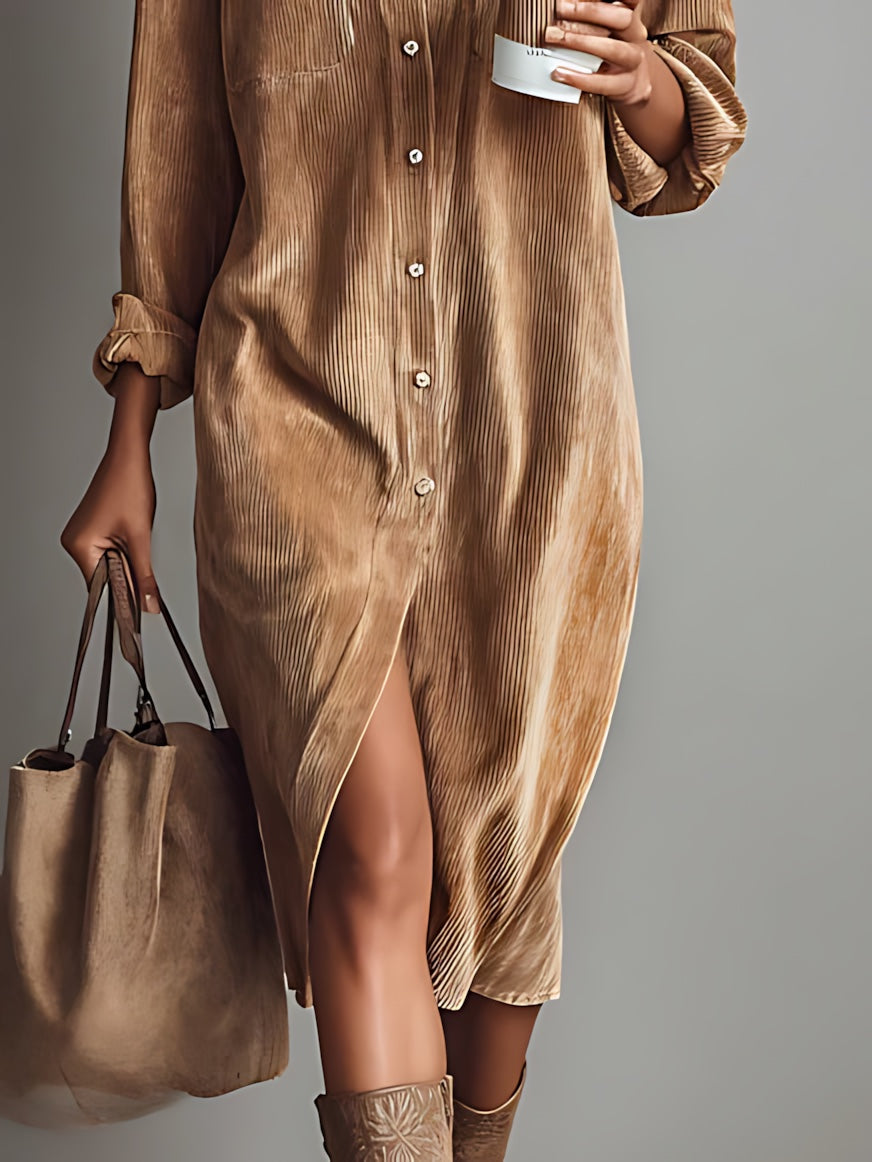 June – Satin Abstract Print Midi Shirt Dress