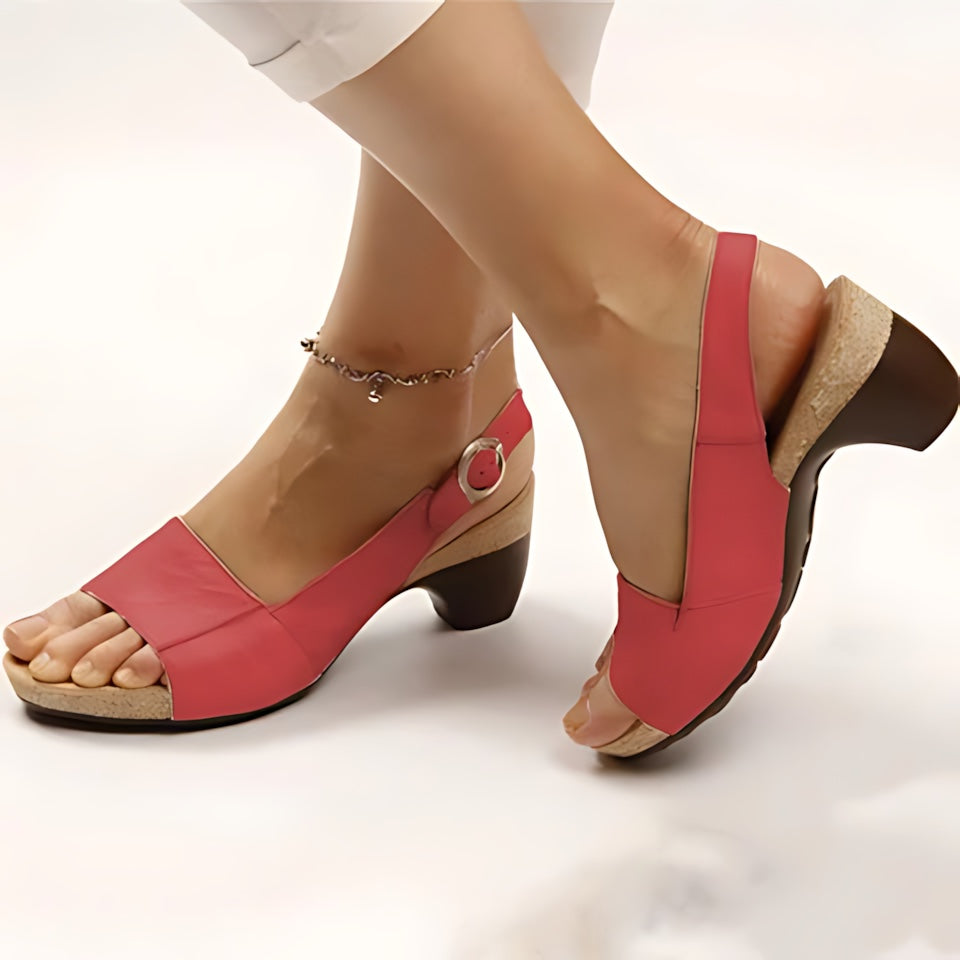 Juniper – Peep Toe Block Heel Slingback Sandals