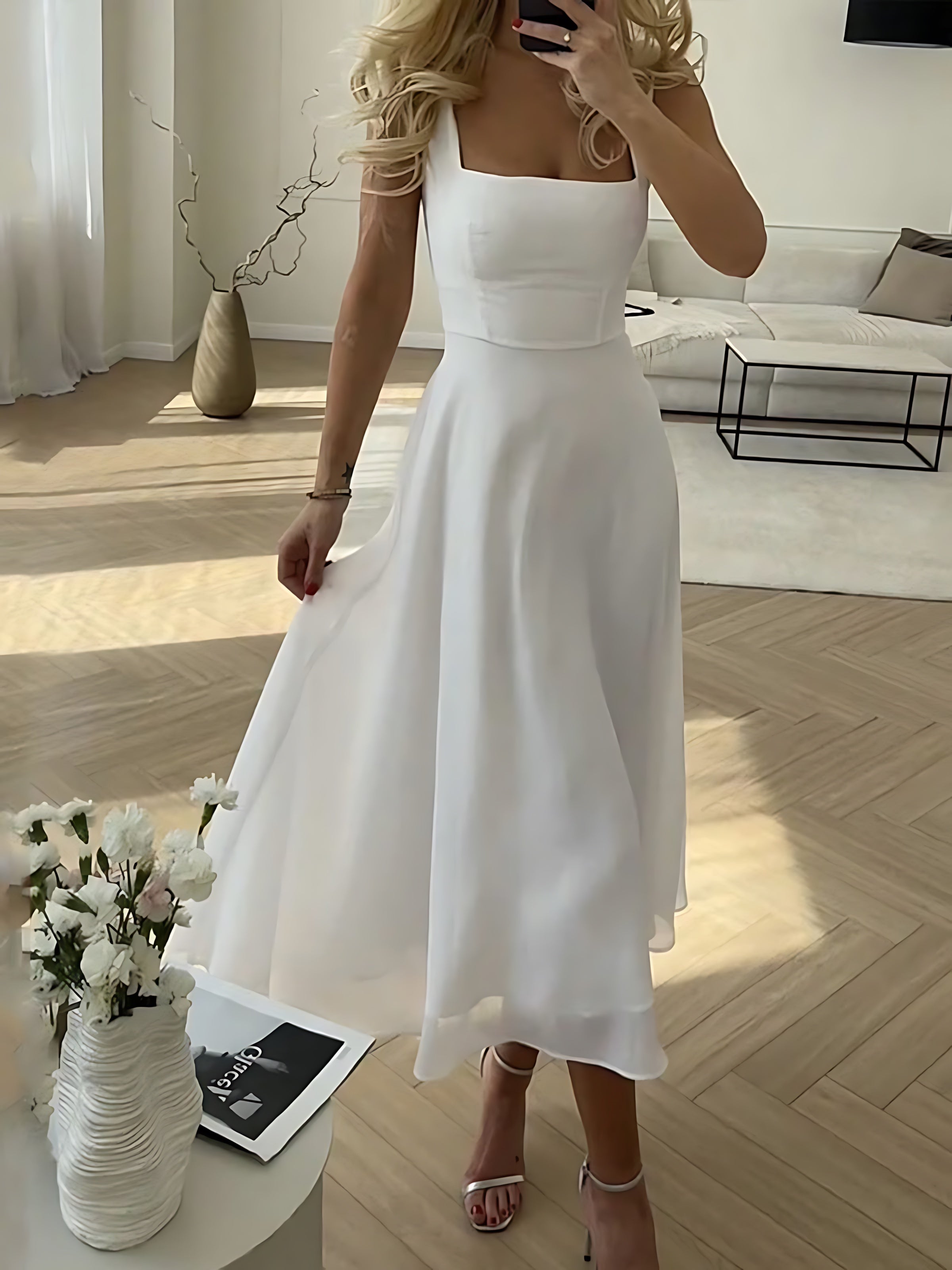 Juniper – Square Neck A Line Party Midi Dress