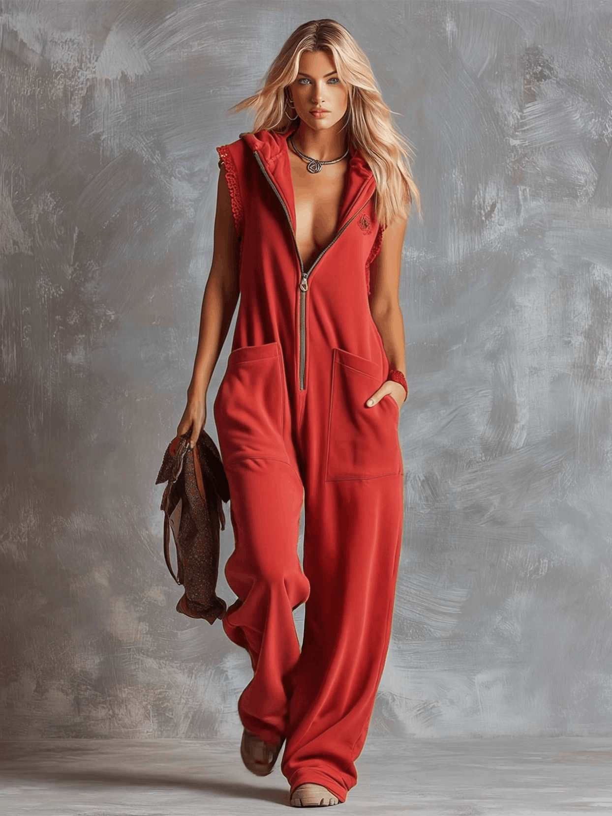 Zoe – V Neck Draped Wide Leg Jumpsuit