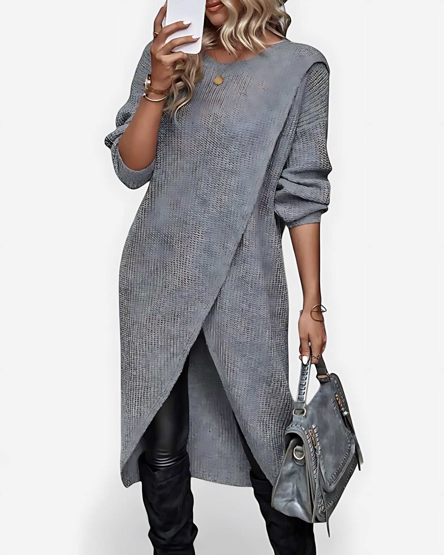 Kennedy – Asymmetric Wrap Knit Sweater Dress