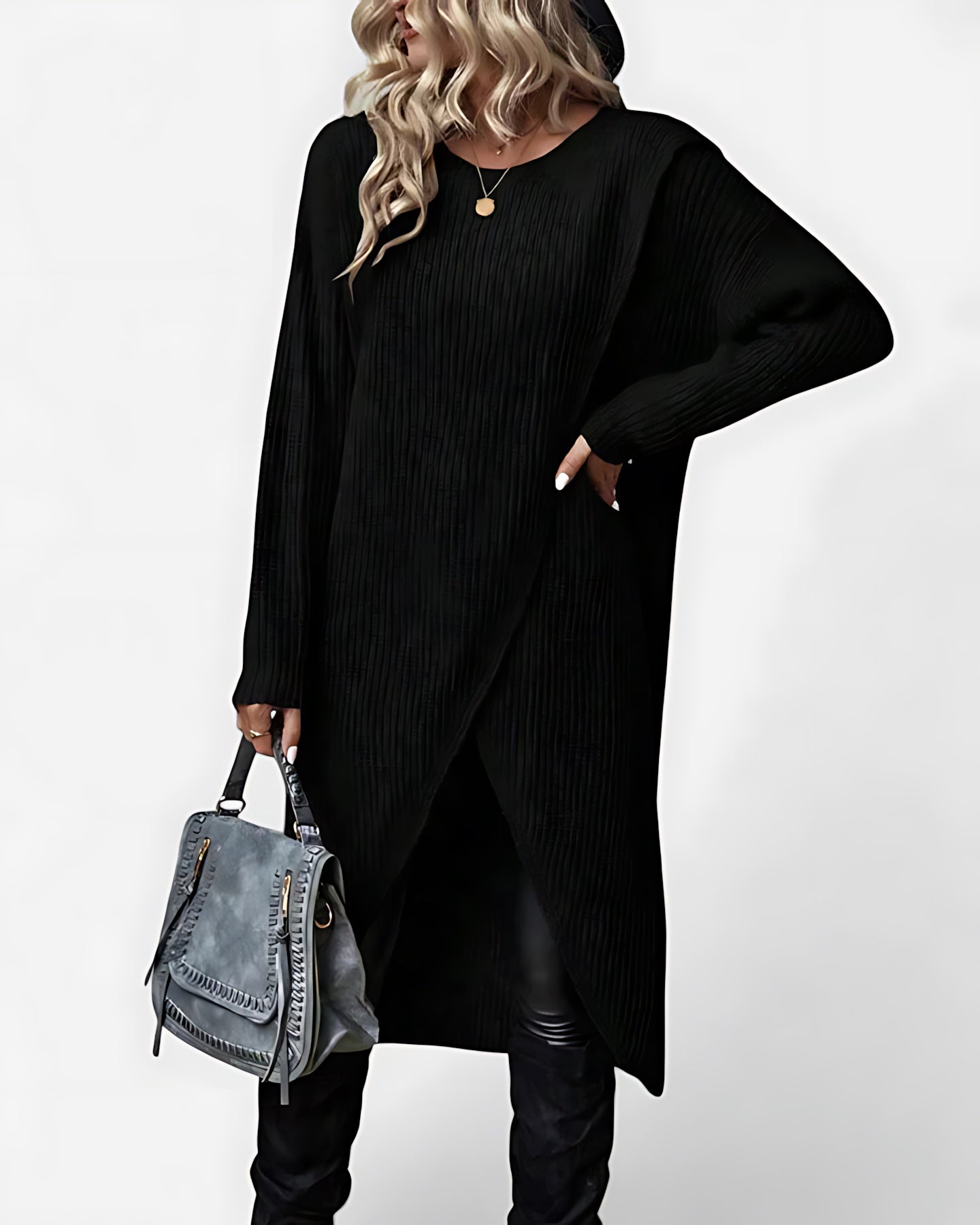 Kennedy – Asymmetric Wrap Knit Sweater Dress