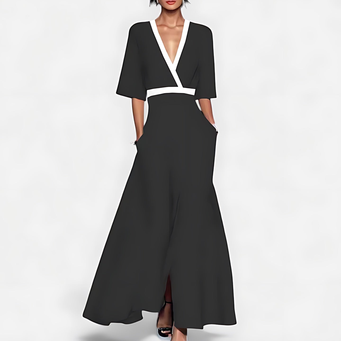 Kennedy – Floral Print Wrap A Line Maxi Dress