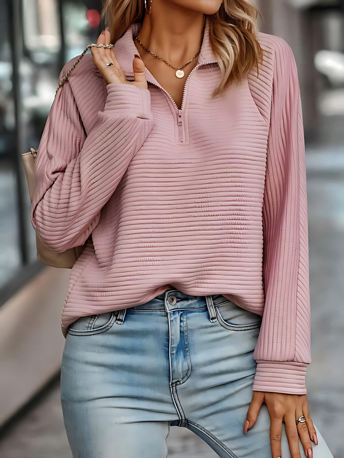 Kennedy – Ribbed Half Zip Pullover Sweater