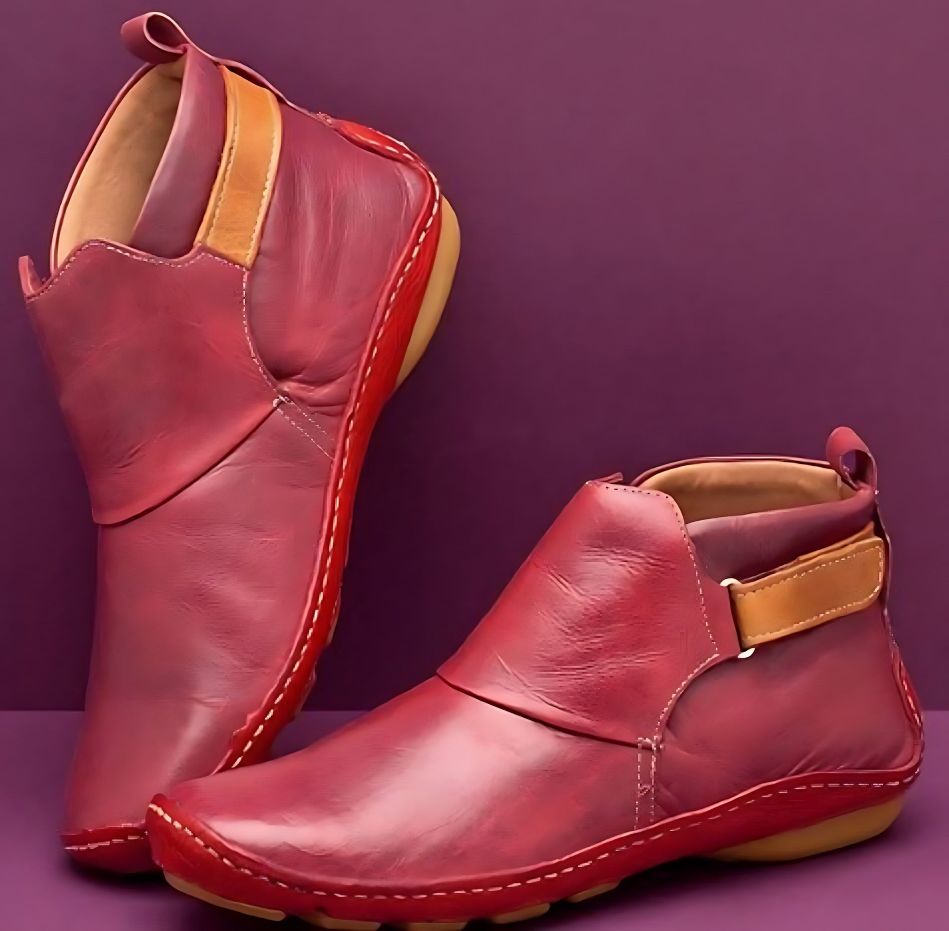 Lainey – Leather Round Toe Side Zip Ankle Boots