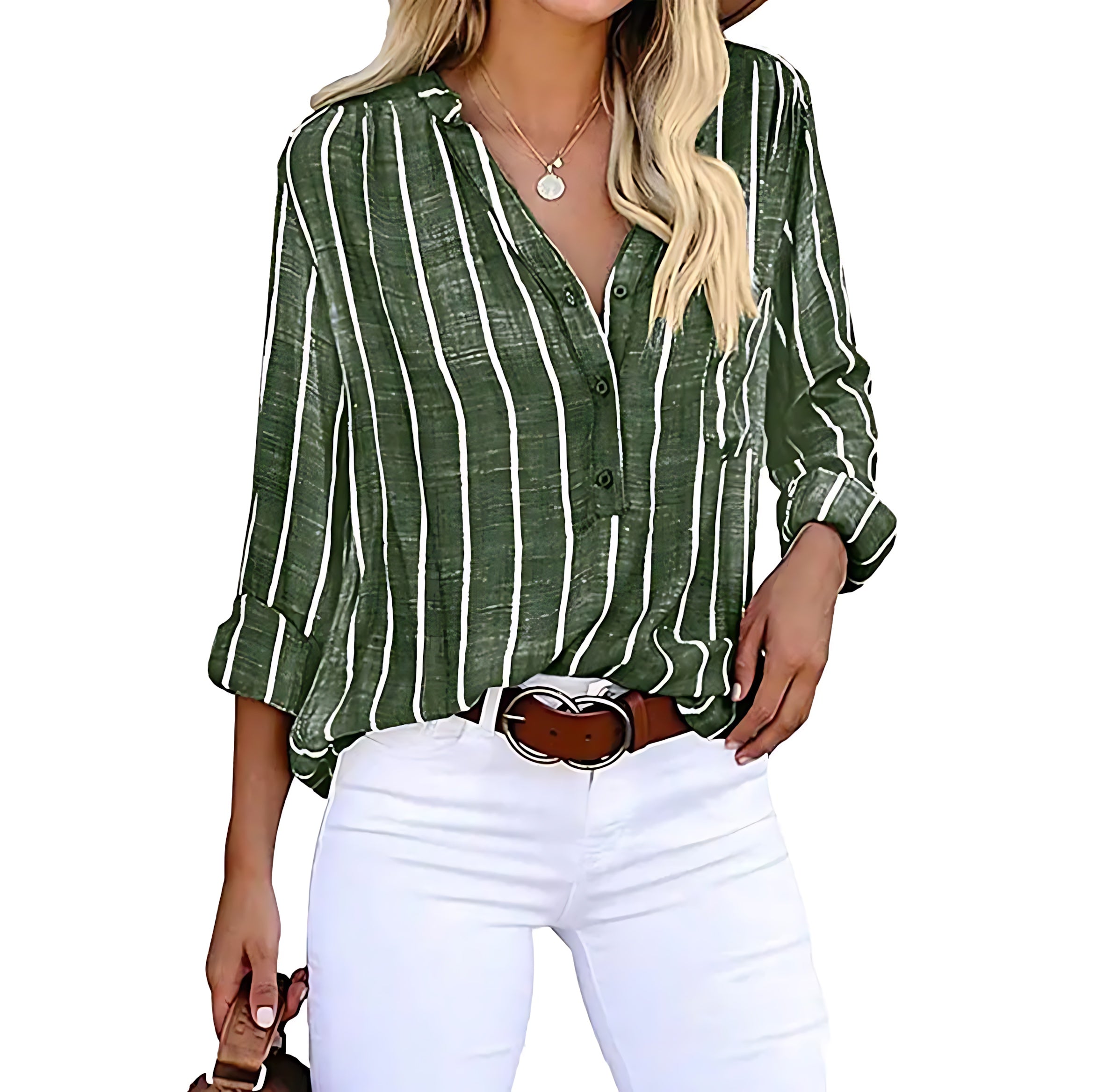 Lainey – Striped Collared Long Sleeve Shirt