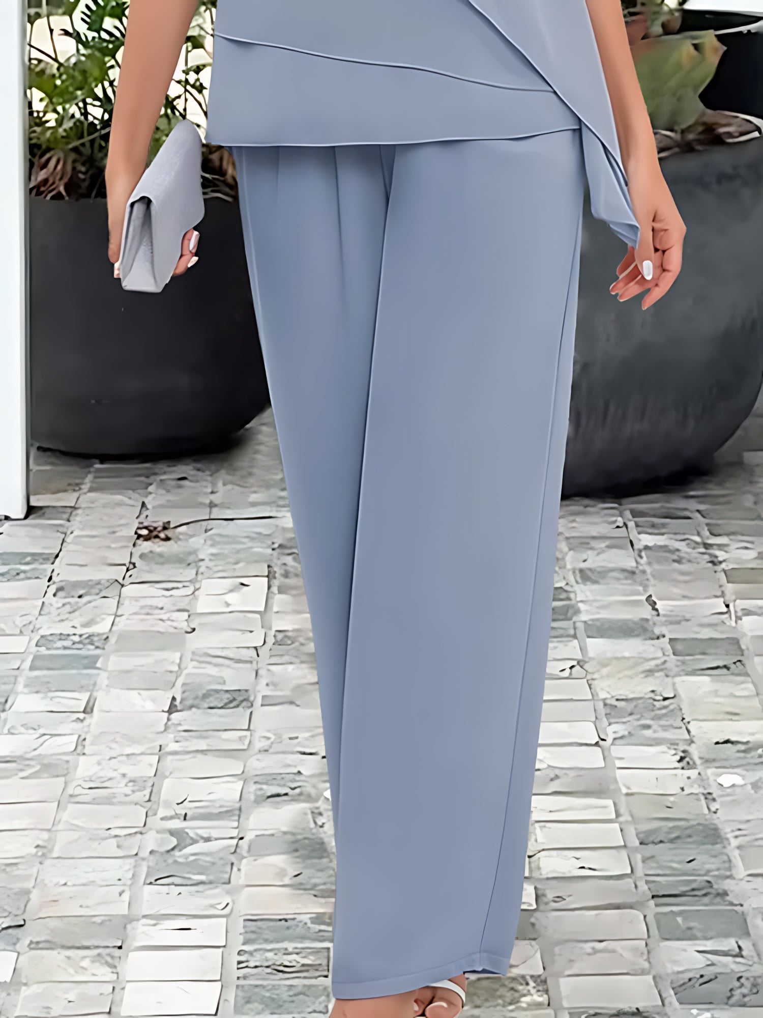 Lainey – Three Quarter Sleeve Tiered Top and Wide Leg Pants Set