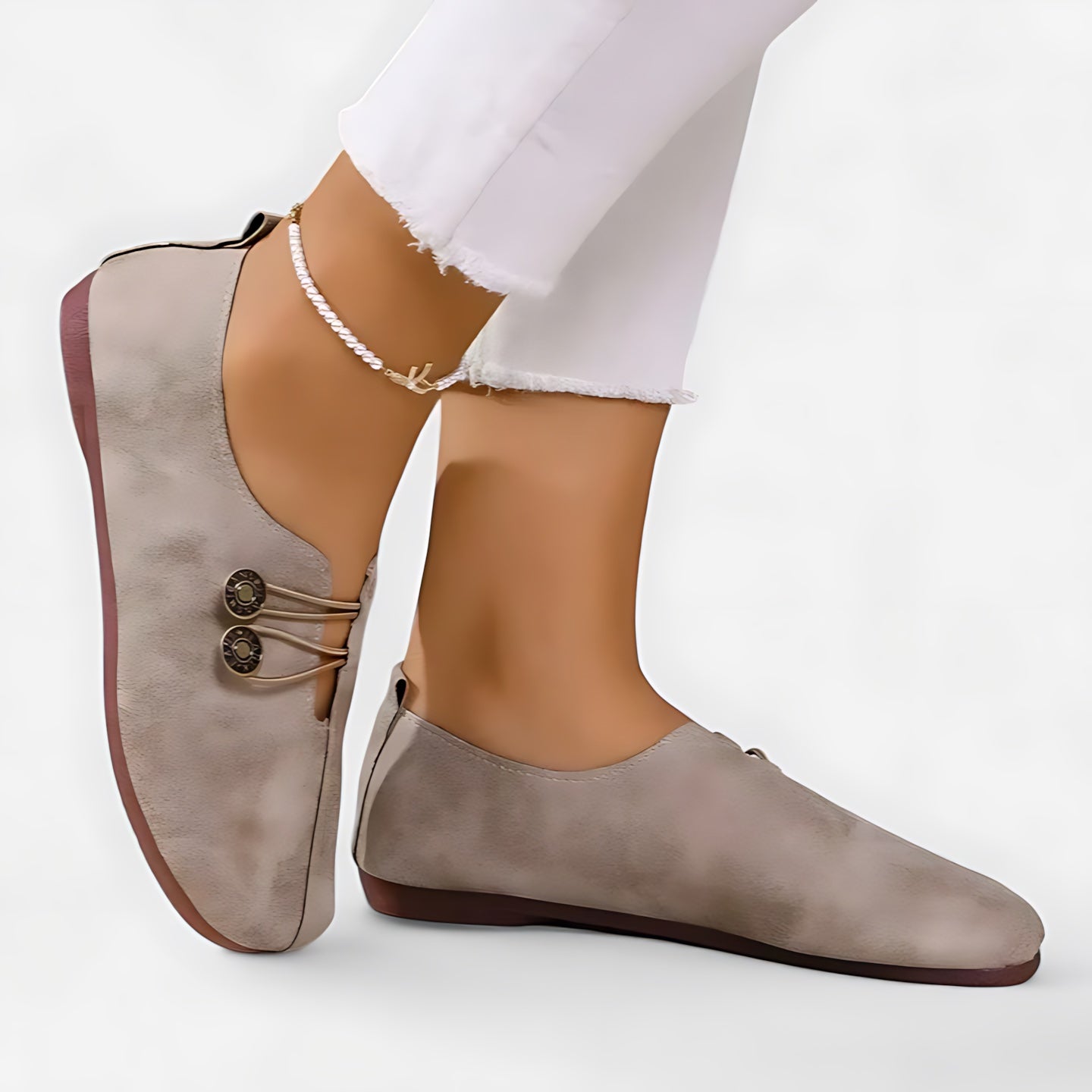 Layla – Faux Leather Round Toe Slip On Flats