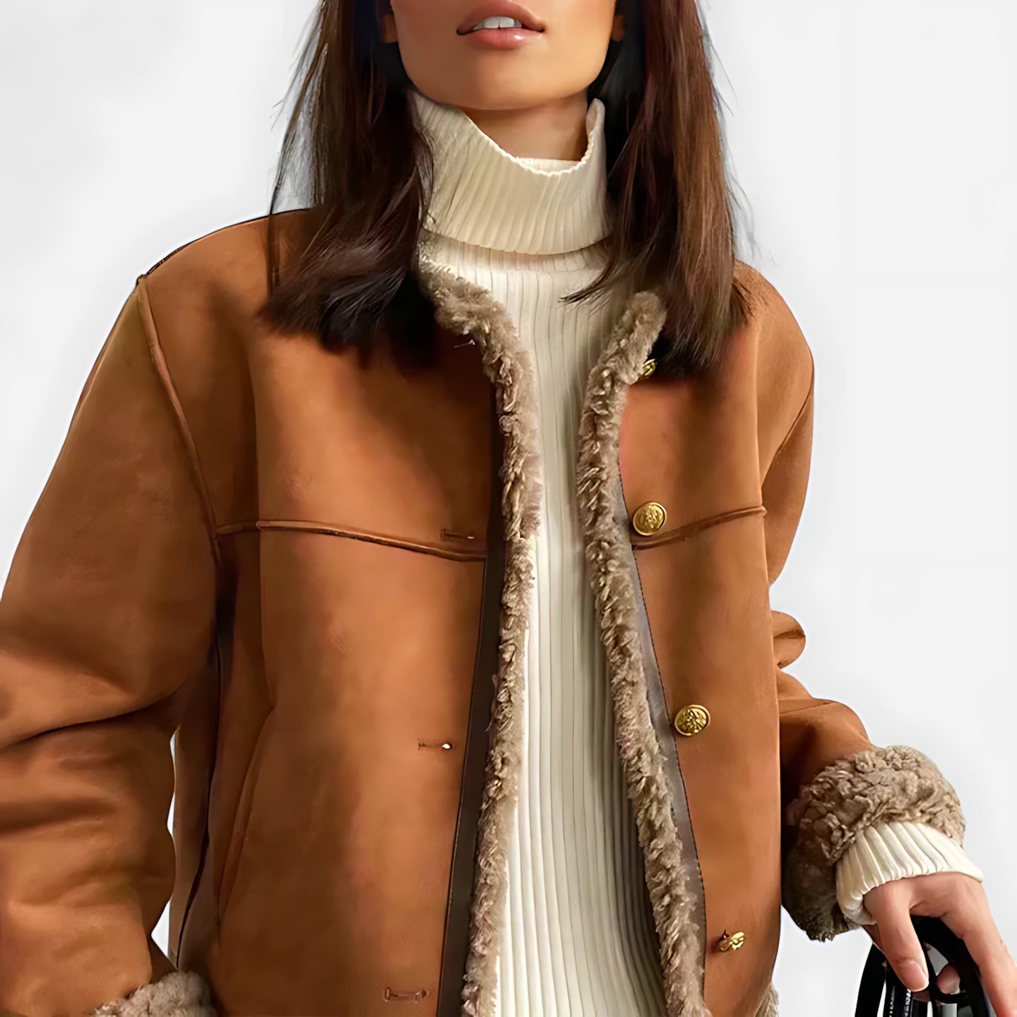 Layla – Faux Shearling Lined Suede Jacket