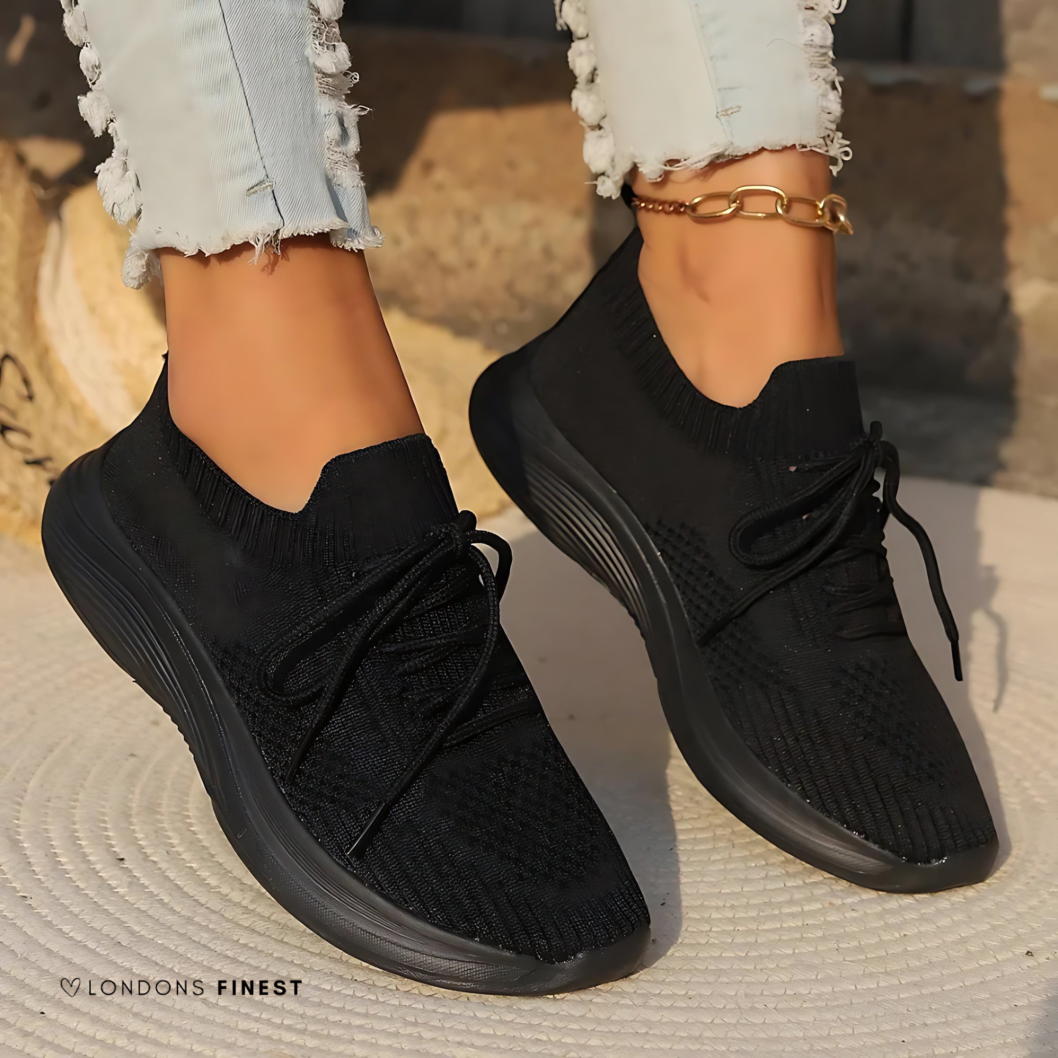 Layla – Low Wedge Lace Up Walking Sneakers