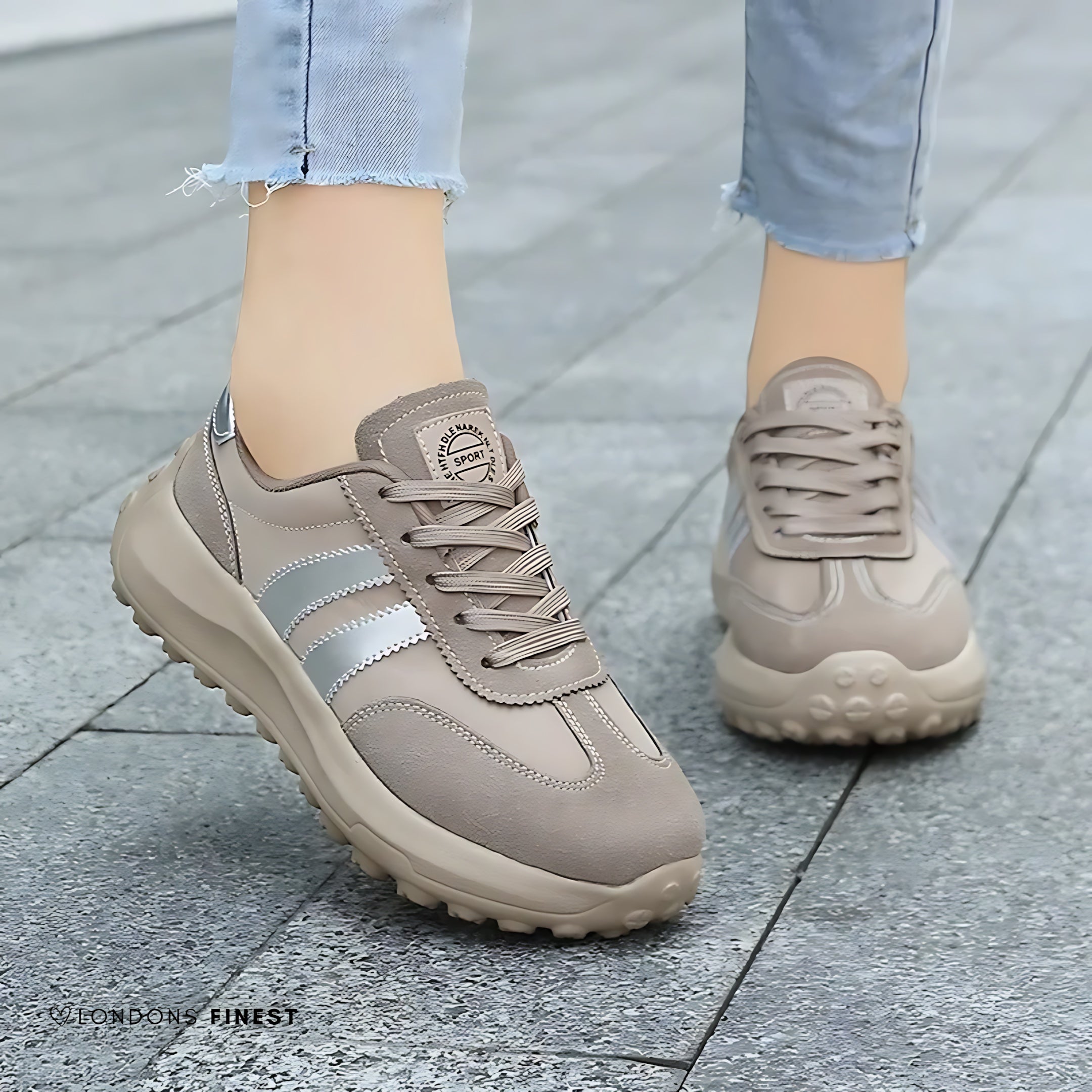 Lena – Colorblock Lace Up Chunky Sole Walking Sneakers
