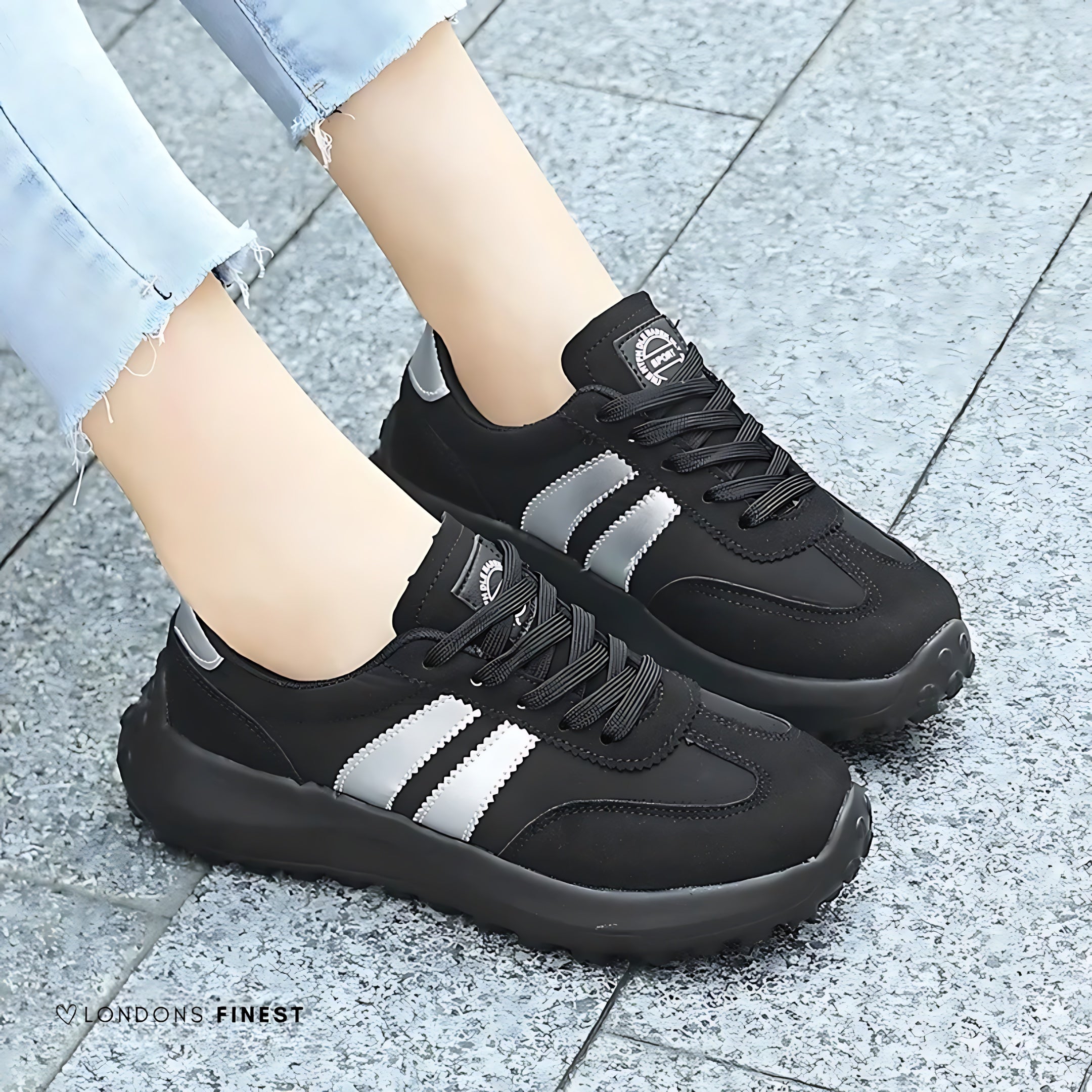 Lena – Colorblock Lace Up Chunky Sole Walking Sneakers