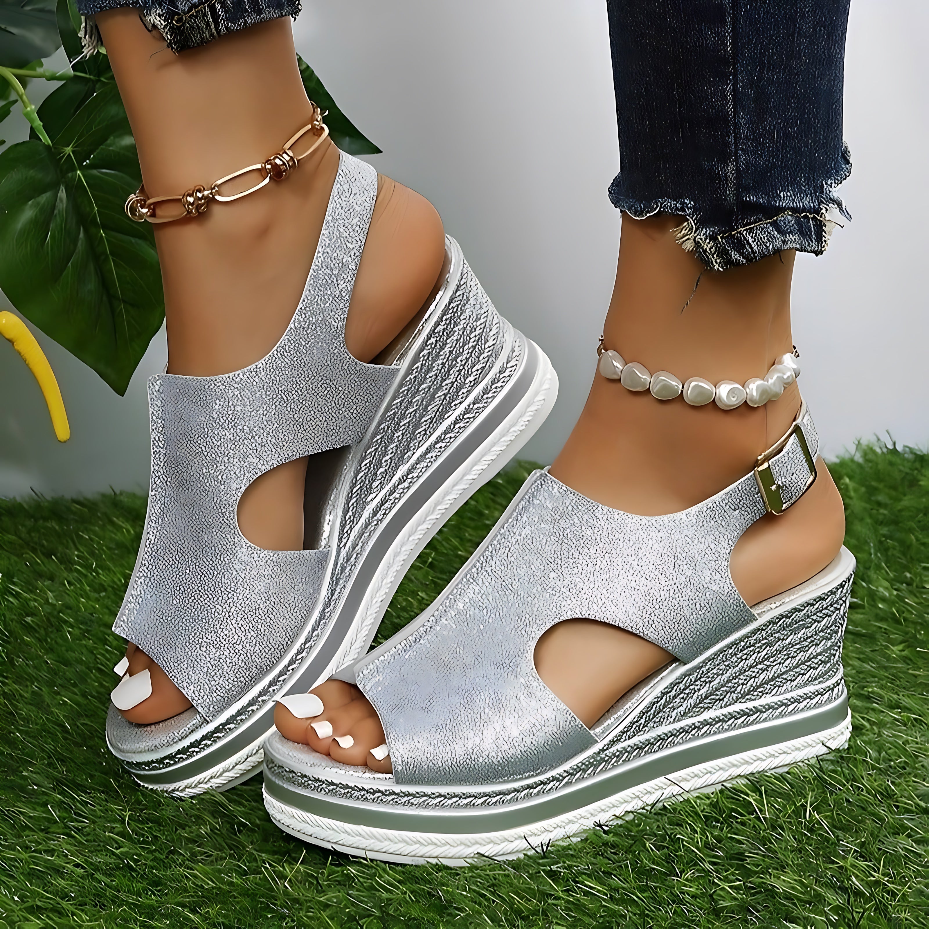 Lena – Cutout Platform Wedge Sandals