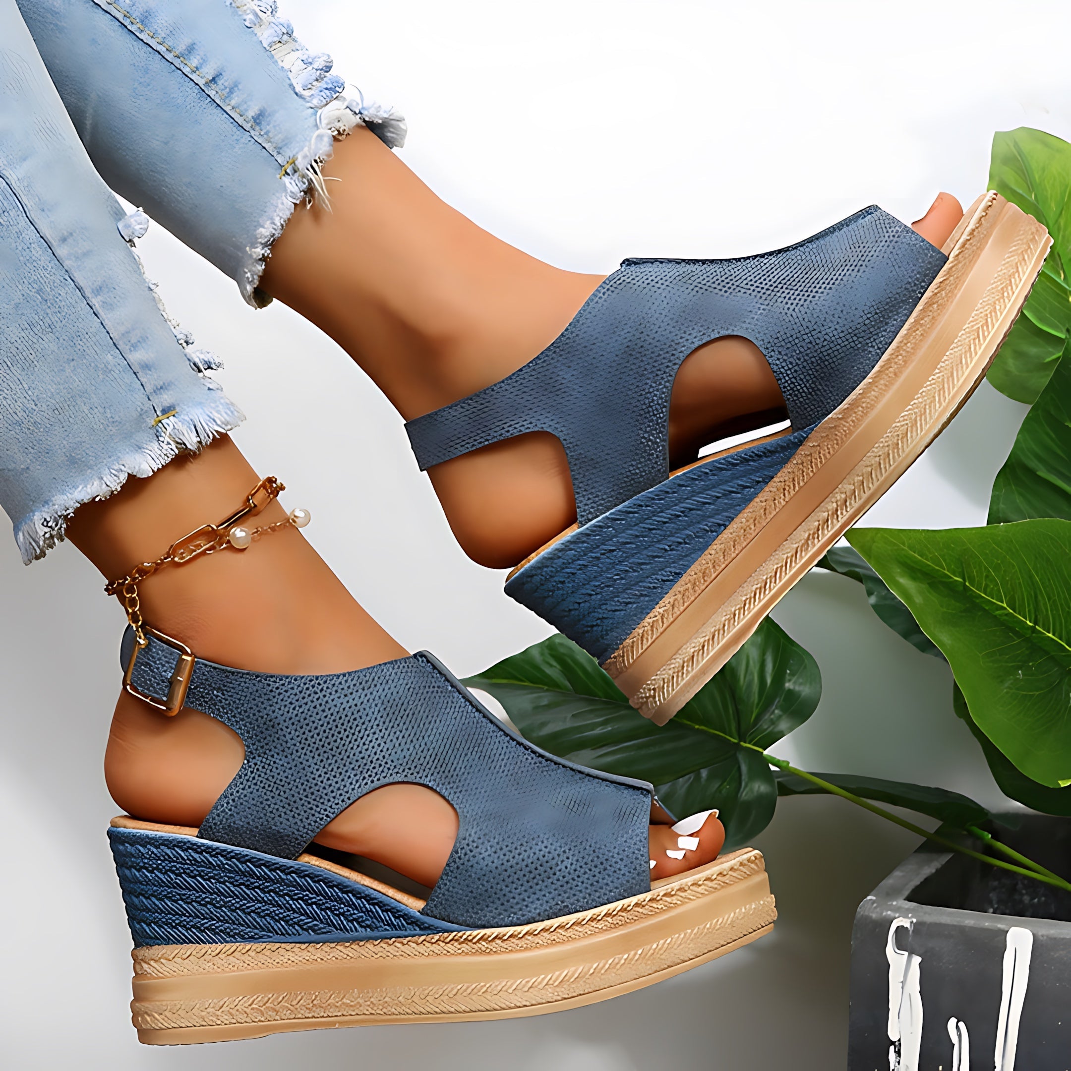 Lena – Cutout Platform Wedge Sandals