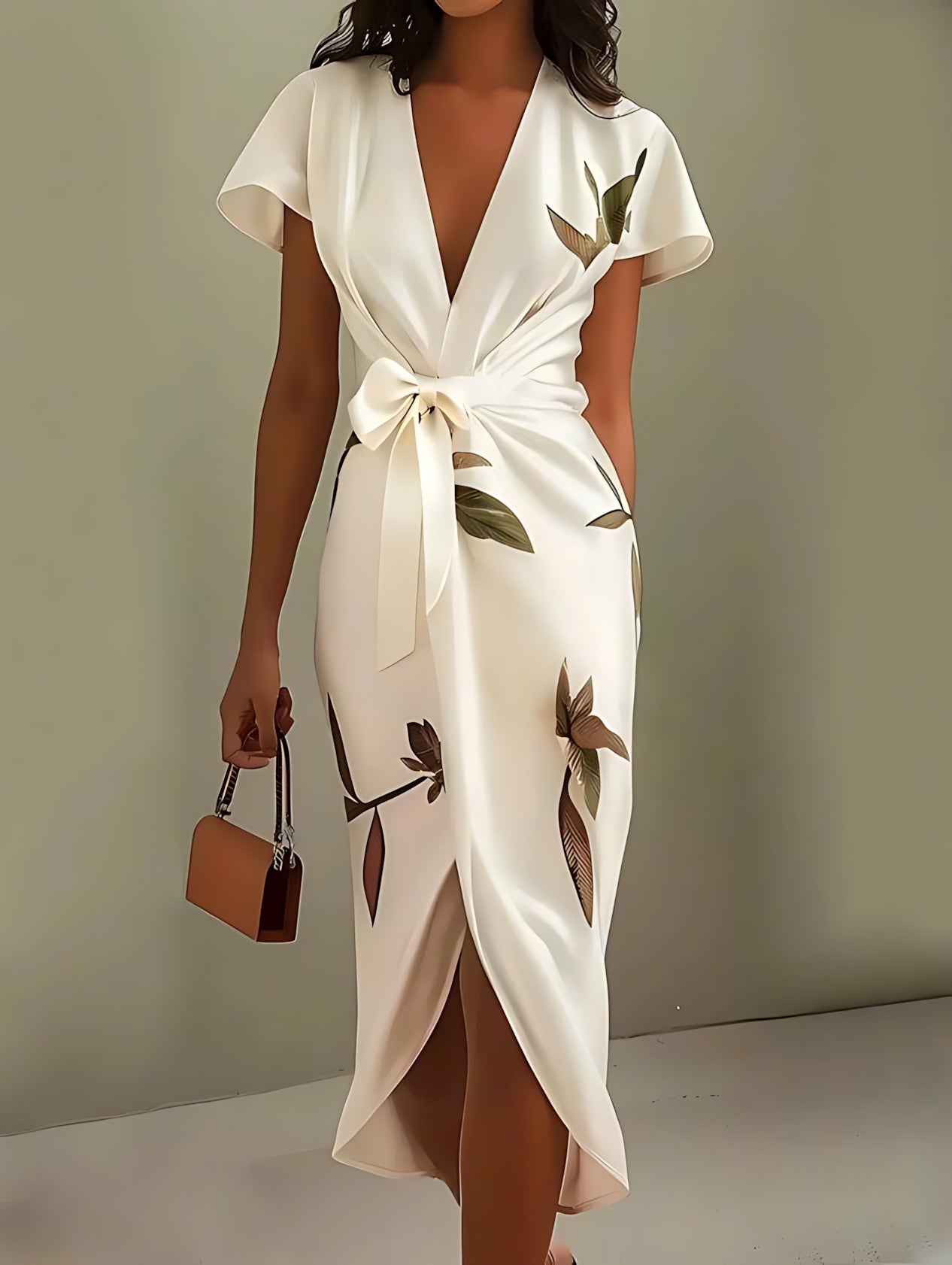 Lena – Twist Front Asymmetric Wrap Midi Dress