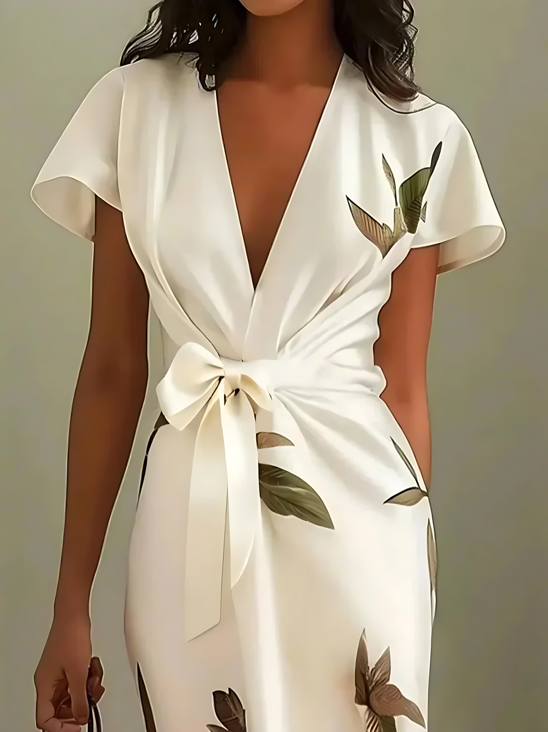 Lena – Twist Front Asymmetric Wrap Midi Dress