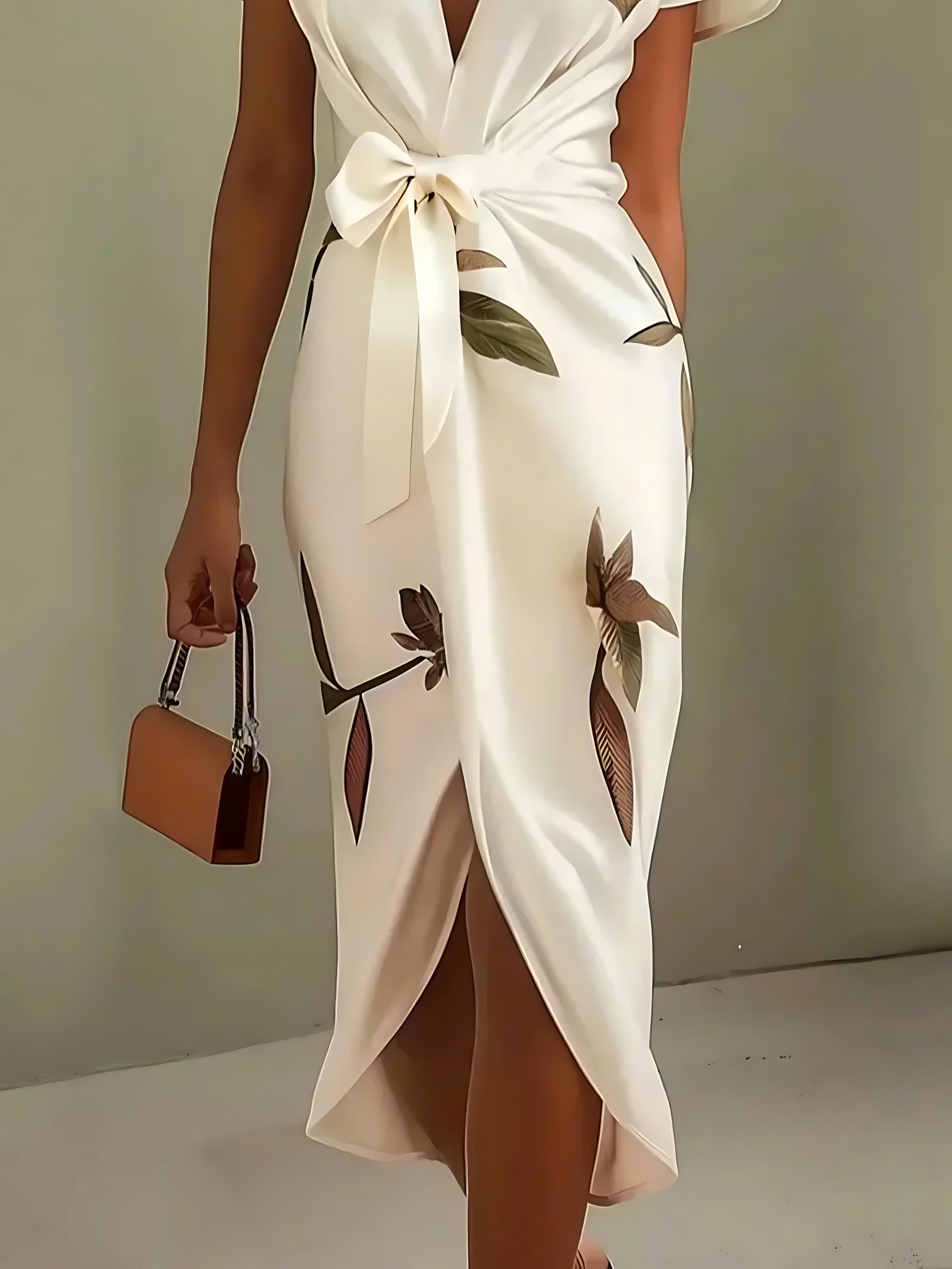 Lena – Twist Front Asymmetric Wrap Midi Dress