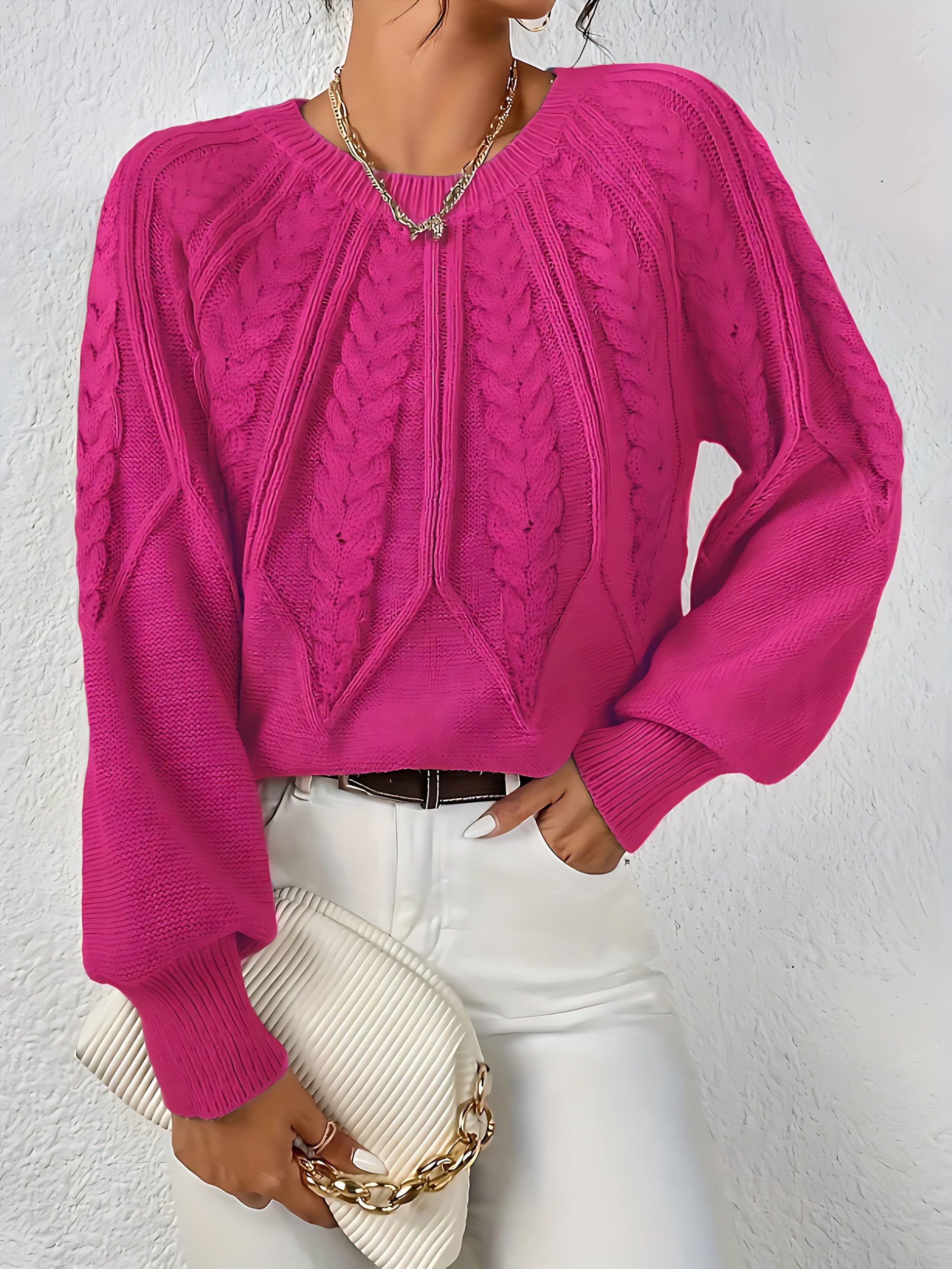 Lia – Cable Knit Crew Neck Sweater