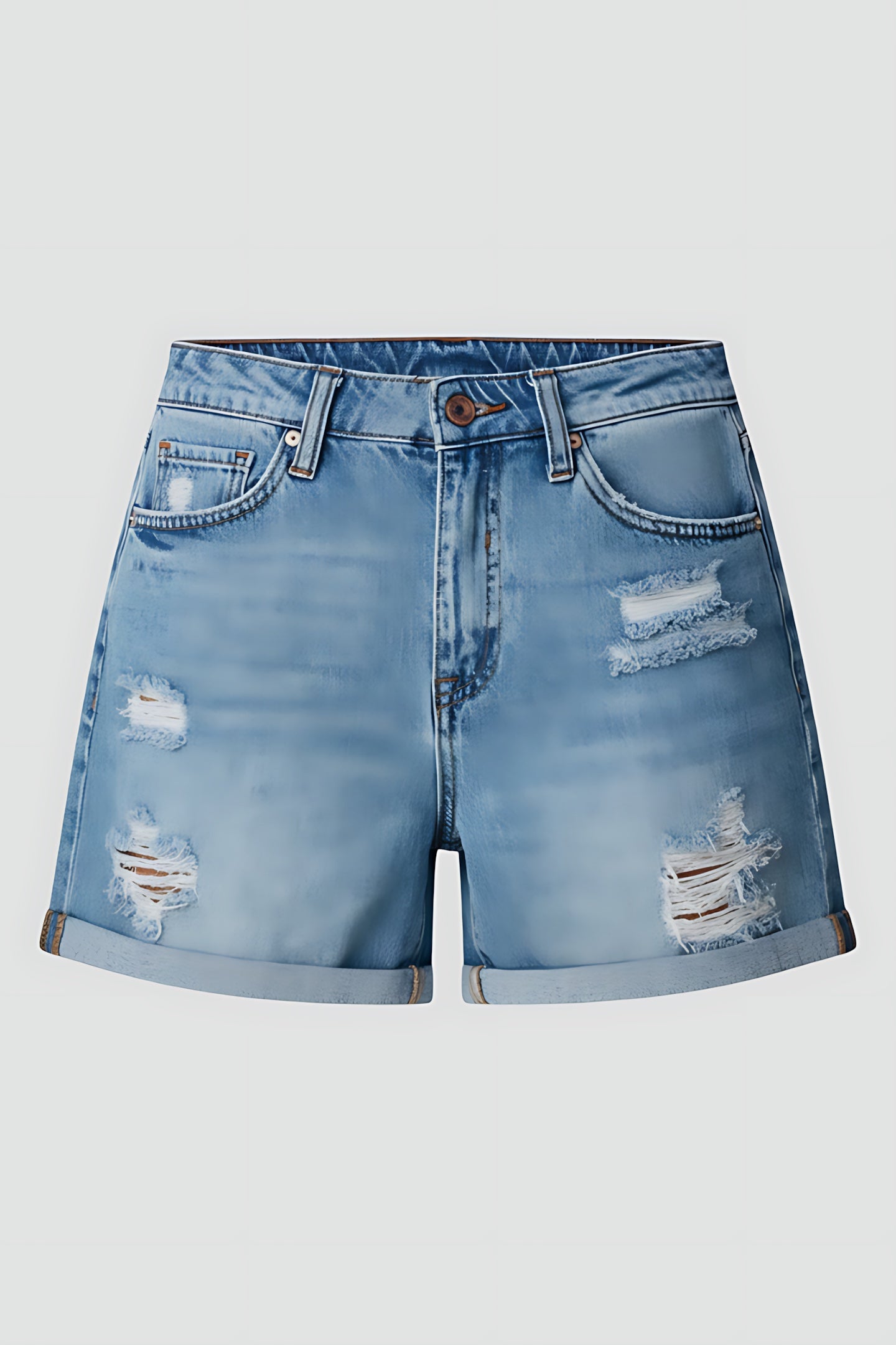 Lia – Distressed Frayed Hem Denim Shorts
