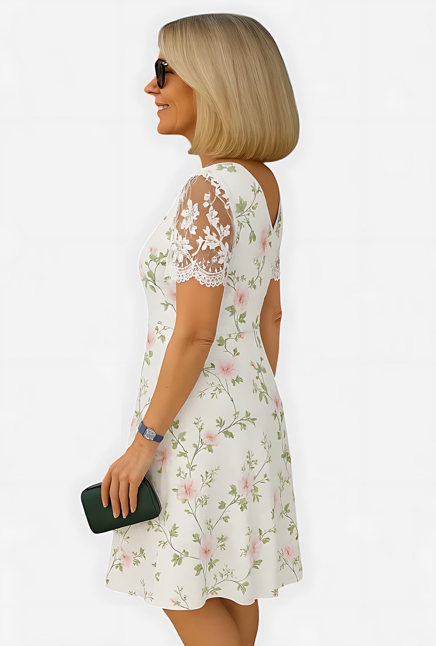 Lia – Ditsy Floral V Neck Summer Midi Dress