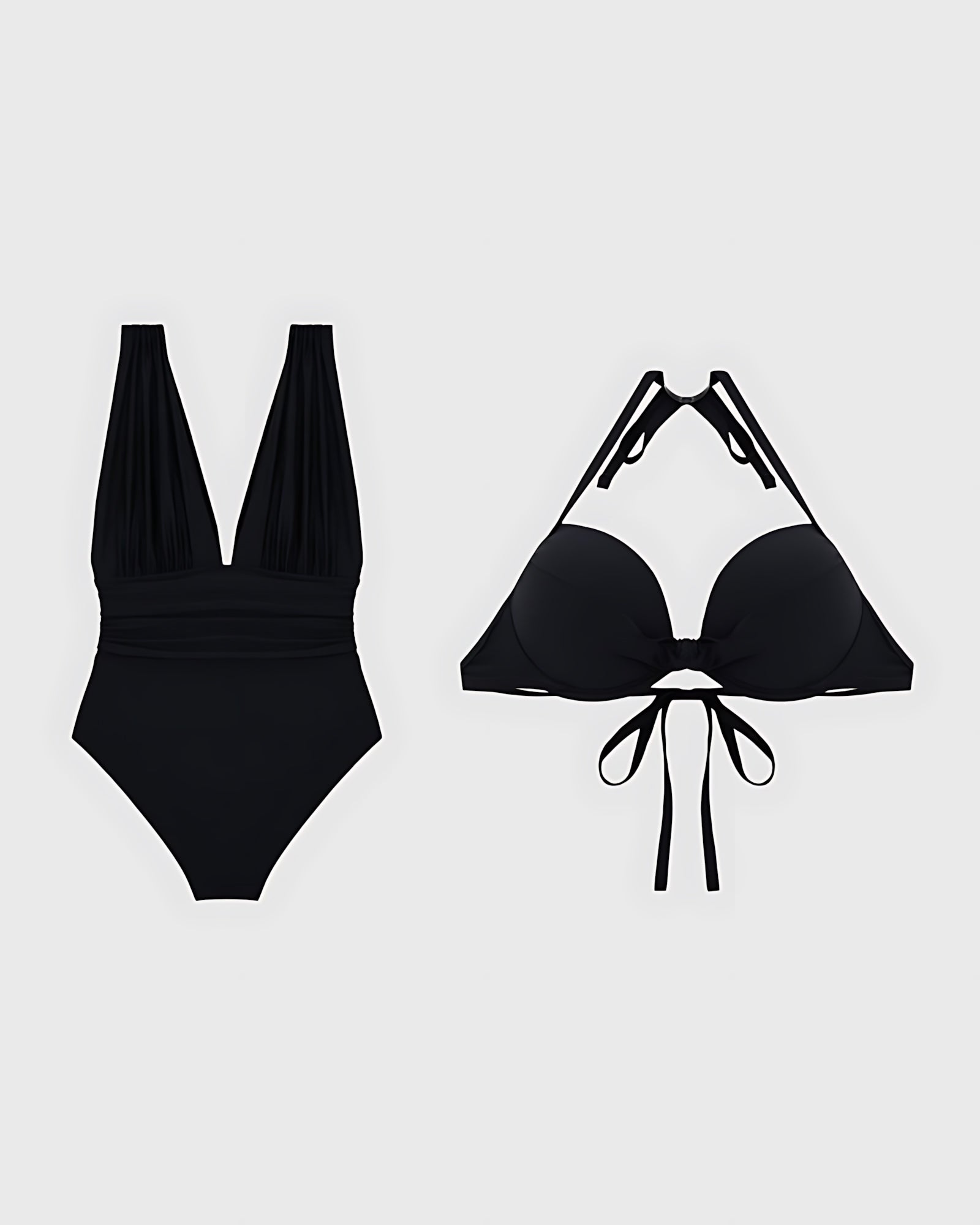 Lia – Plunge V Neck Ruched One Piece Swimsuit