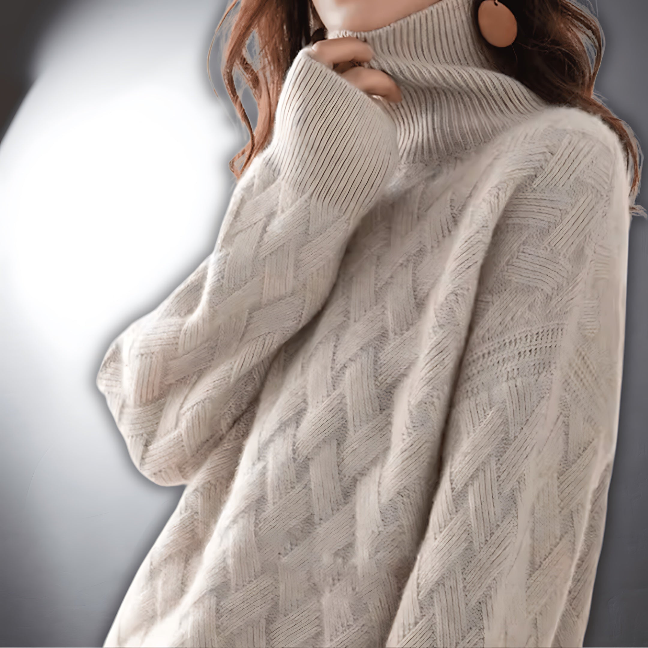 Lilah – Diamond Knit Mock Neck Sweater