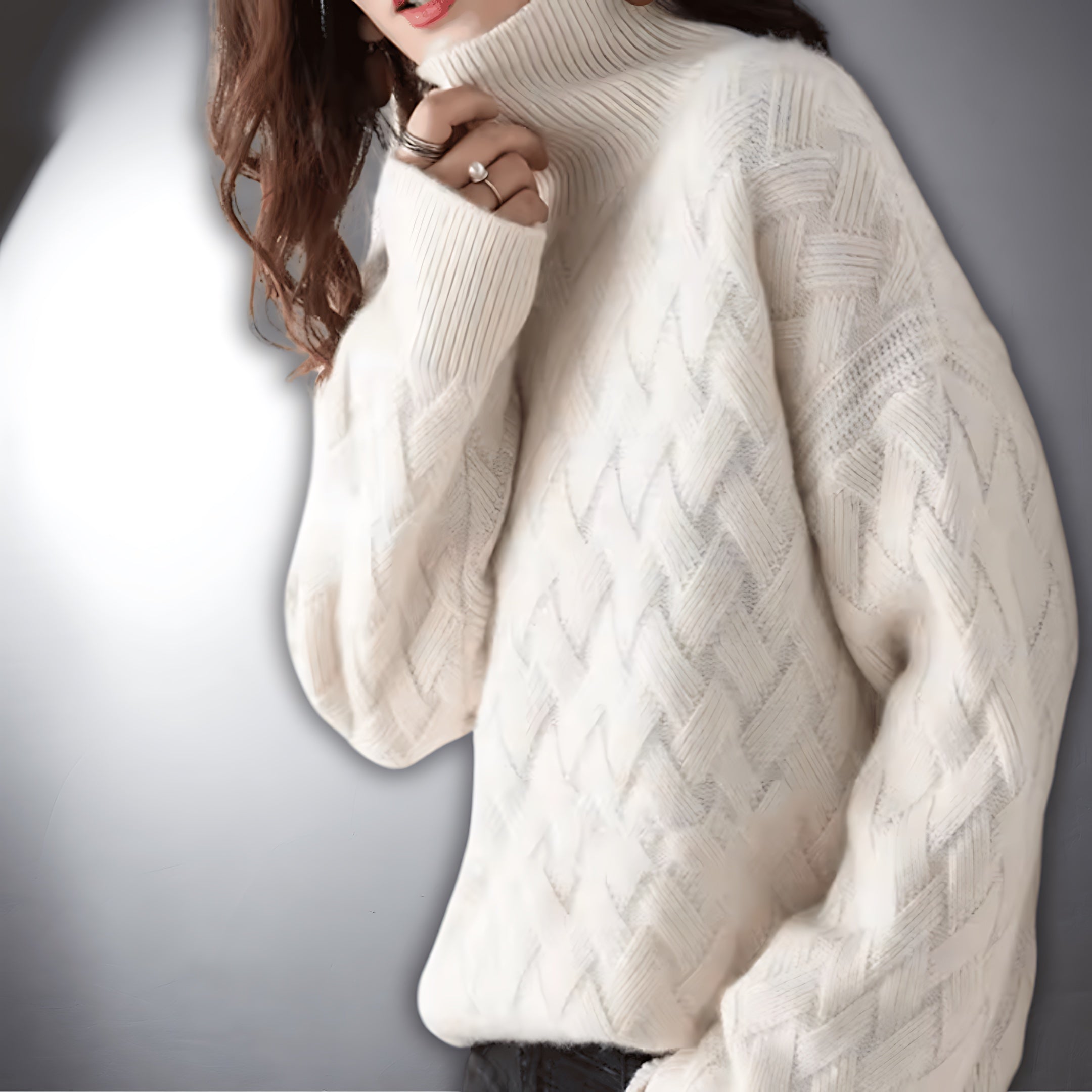 Lilah – Diamond Knit Mock Neck Sweater