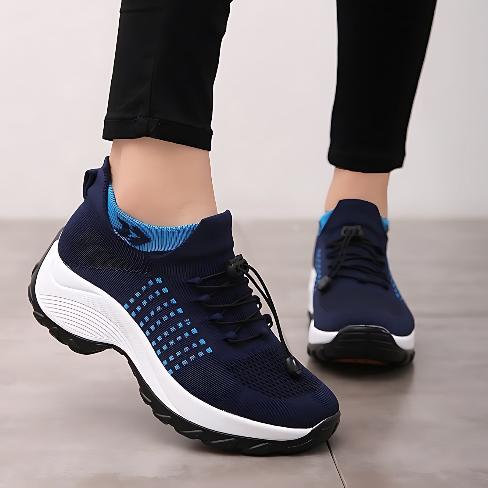 Lilah – Knit Zip Front Chunky Sole Sneakers