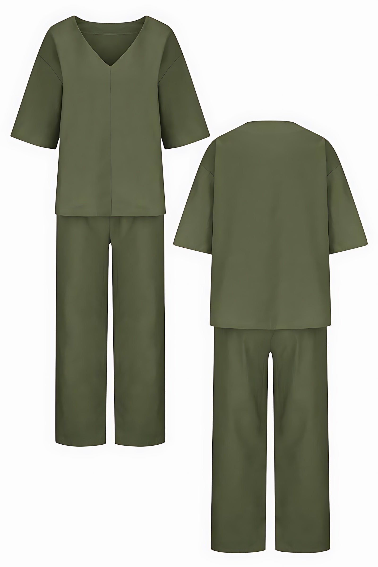 Lilah – V Neck Batwing Top and Straight Leg Pants Set