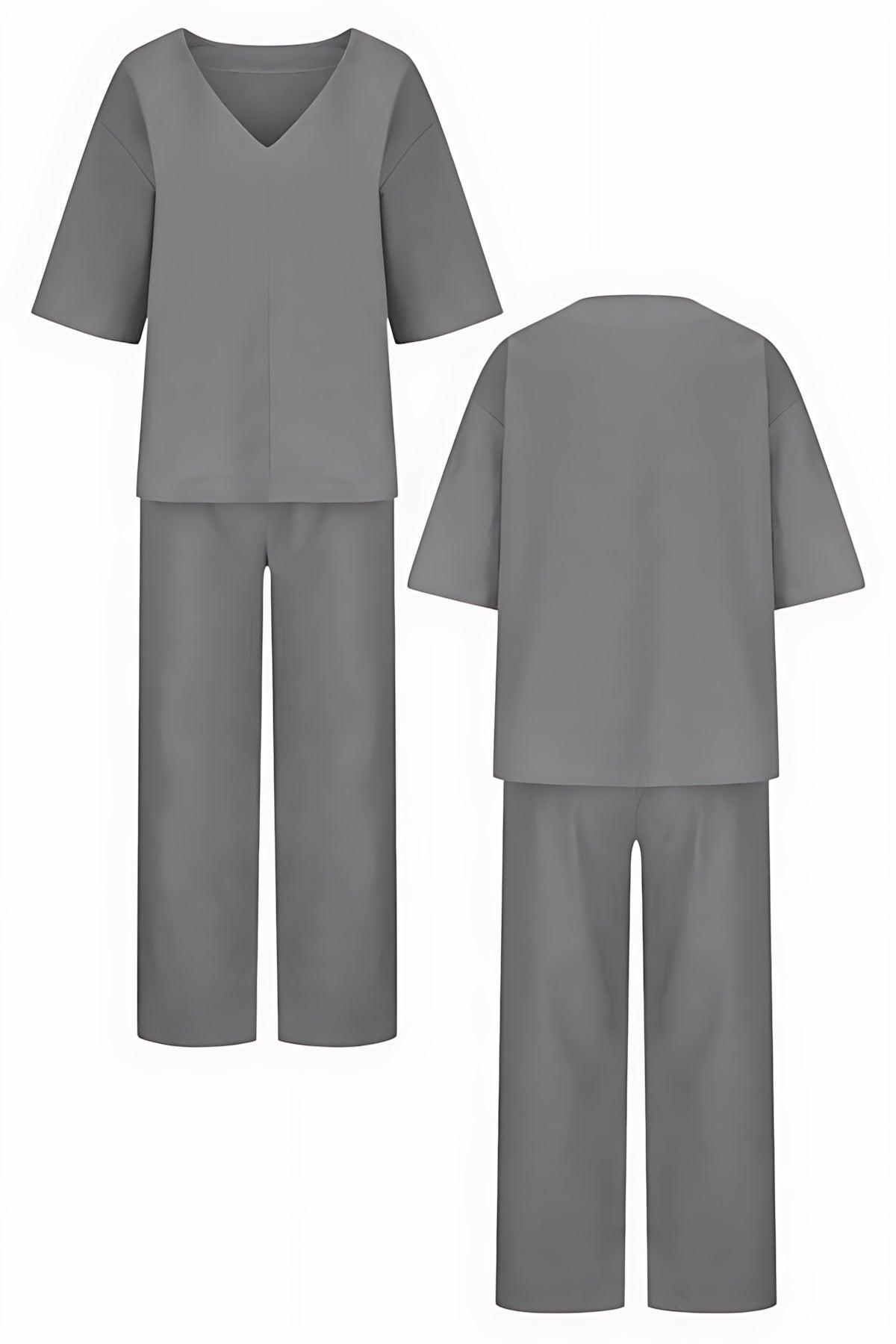 Lilah – V Neck Batwing Top and Straight Leg Pants Set