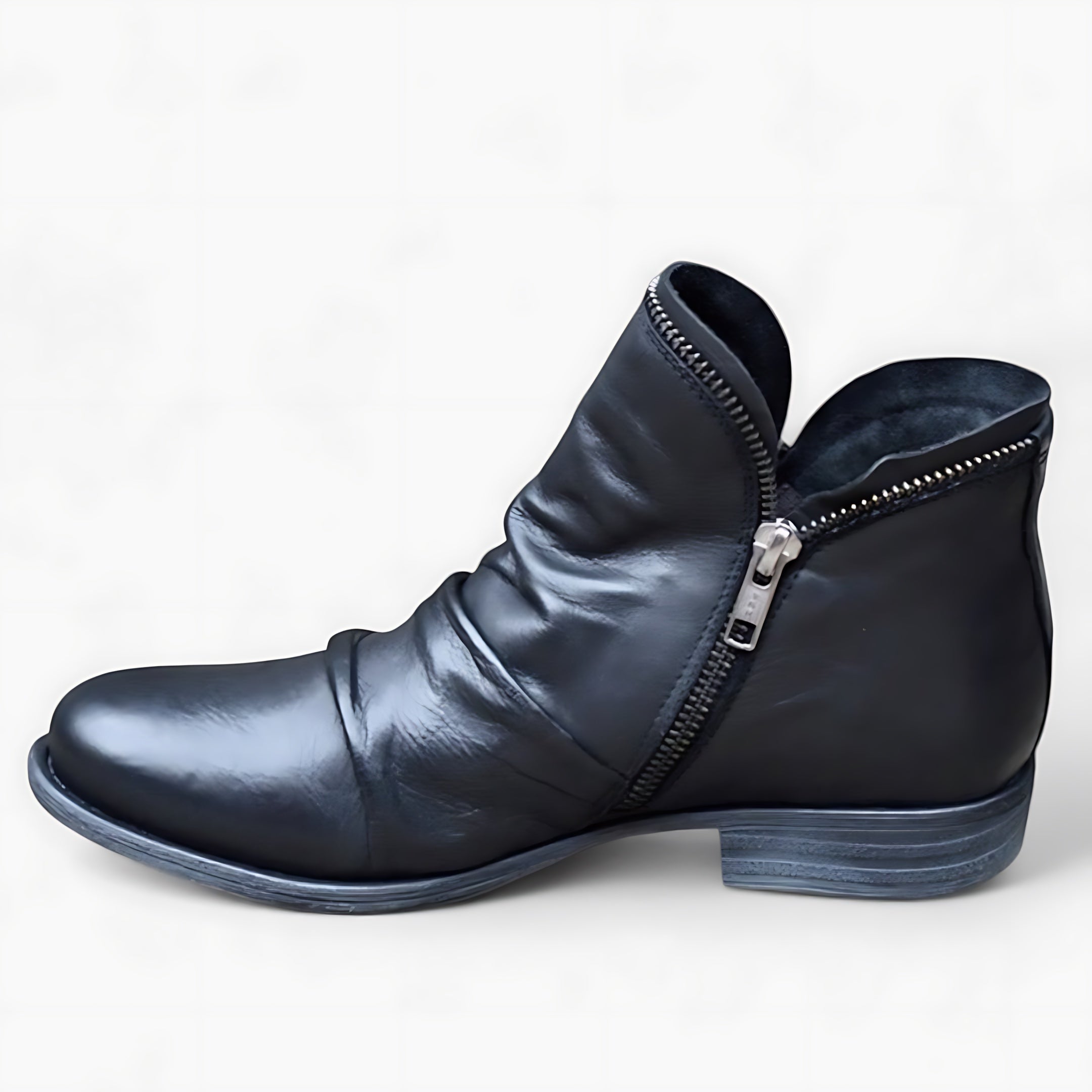 Lillian – Metallic Ruched Ankle Boots