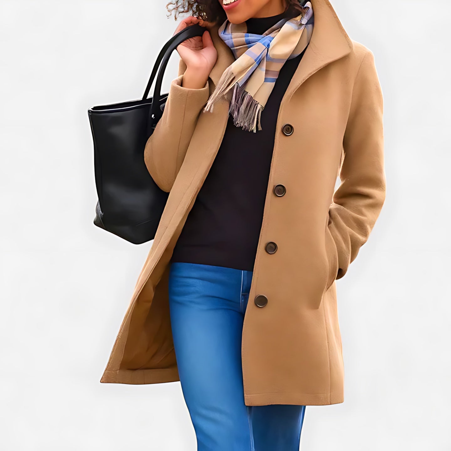 Lily – Button Front Tailored Midi Coat